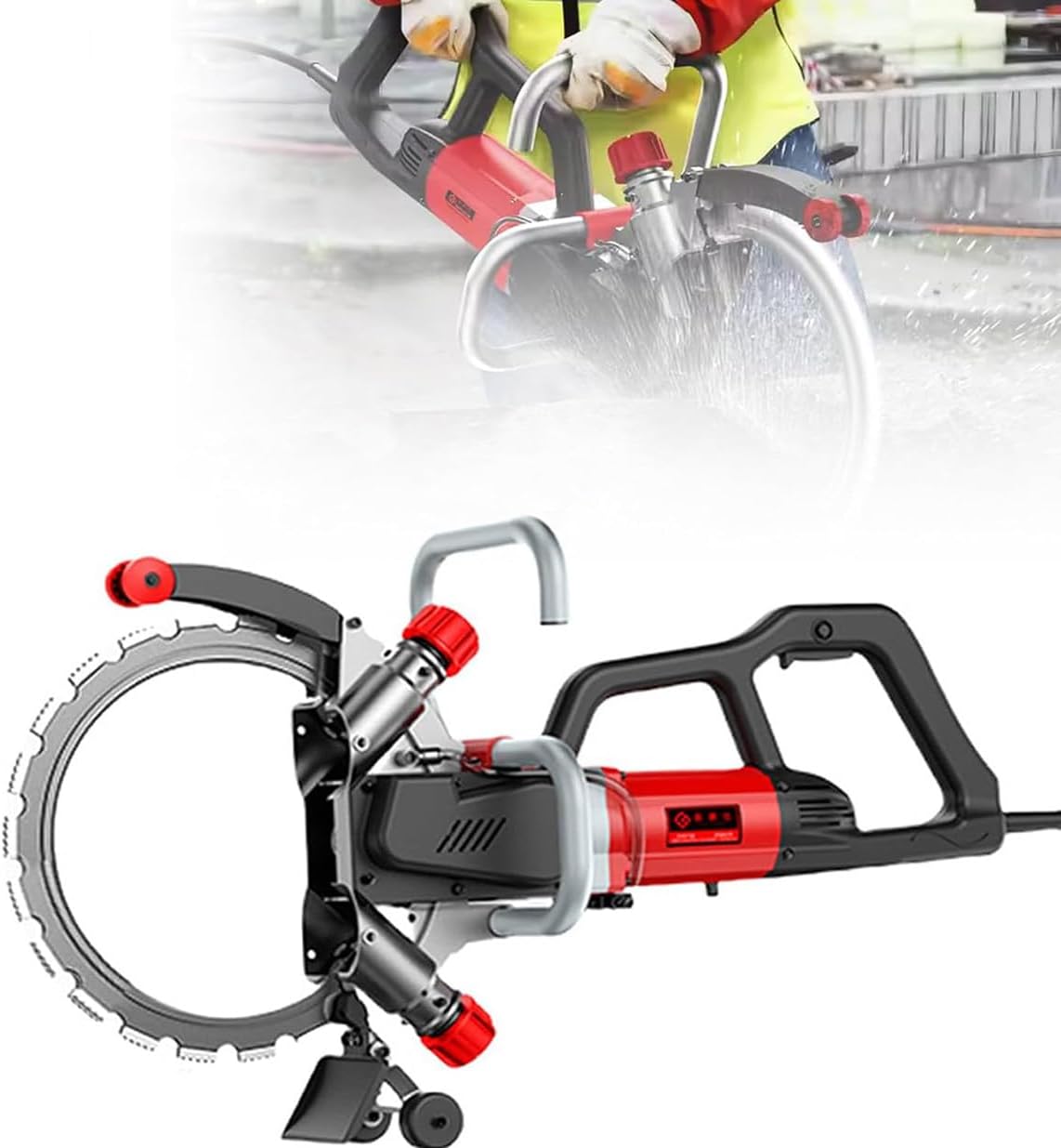 Toroidal Electric Concrete Saw, 8800W/9500W Portable Concrete Cutting Saw, 270mm Cut Depth, 3000RPM, Ring Saw Wall Cutting Machine for Stone, Metal, Marble,8800W - Free 10 blades！