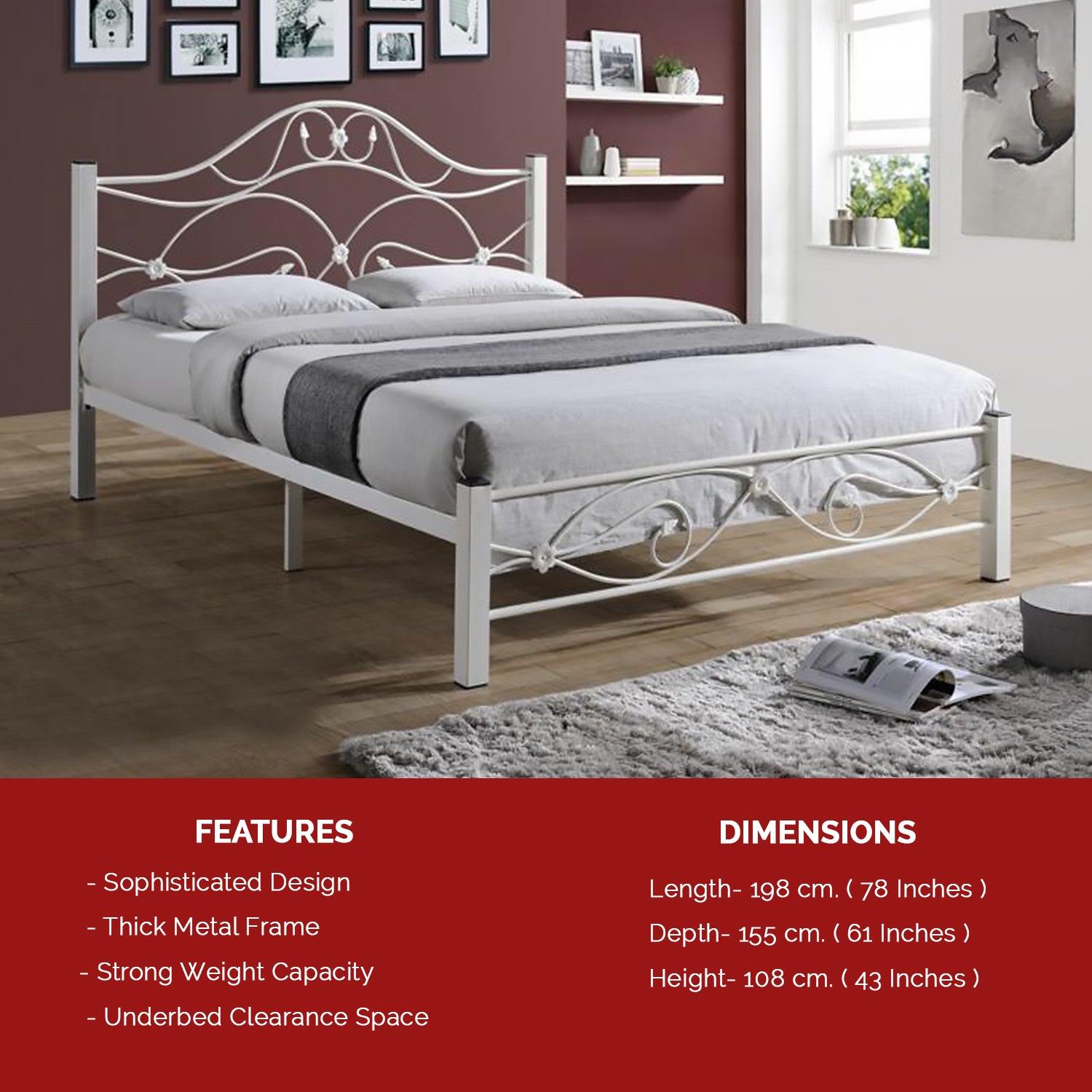 Eldeah Queen Size Metal Bed Frame with Optional 6 Mattress Add On