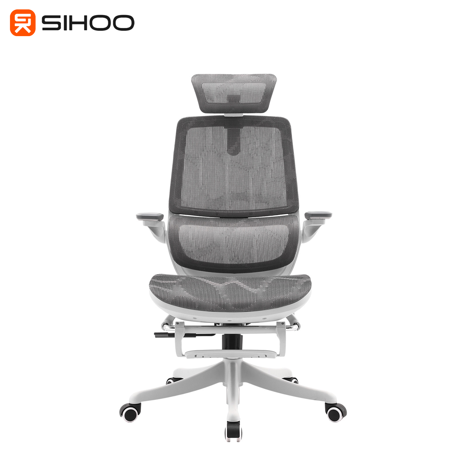Sihoo M59AS Grey Mesh Grey Frame Ergonomic Office Chair With Legrest
