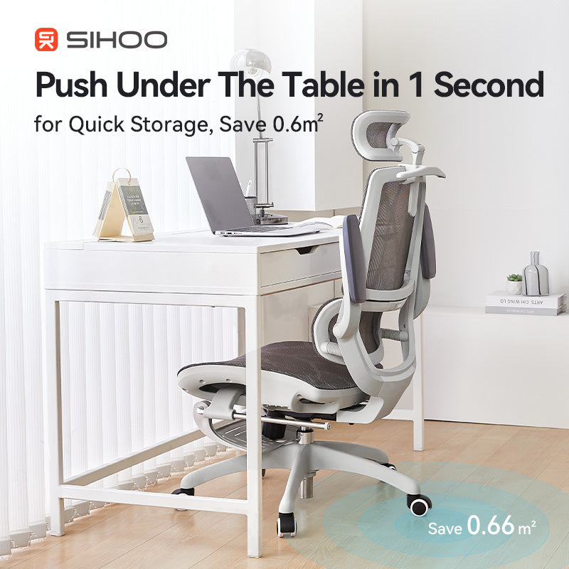 Sihoo M59AS Grey Mesh Grey Frame Ergonomic Office Chair With Legrest