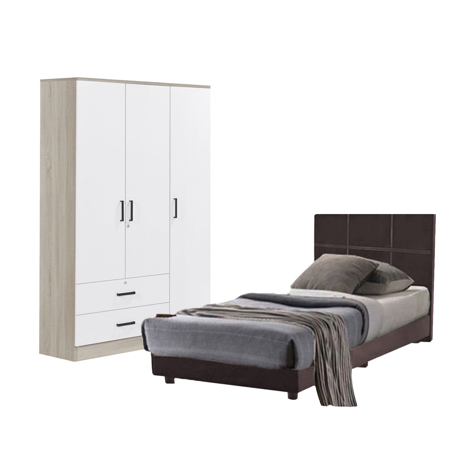 Toluca Bedroom Set Series 2 Includes Wardrobe/Bed Frame/Mattress In Single And Super Single Size.Free Installation