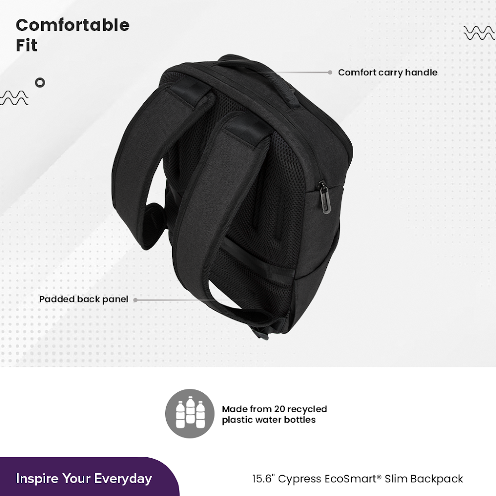 Targus Cypress EcoSmart 15.6 Slim Backpack - Black