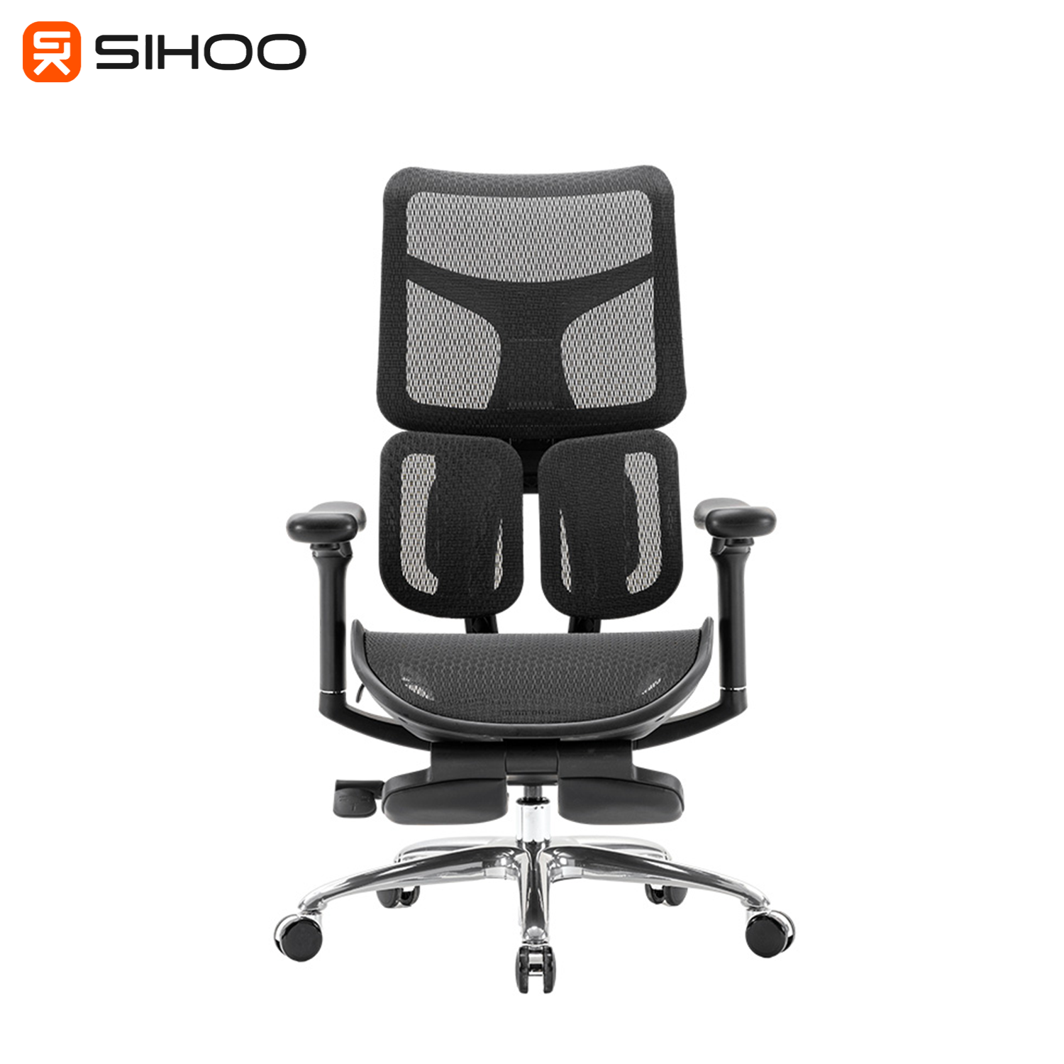 Sihoo Doro S100 Black Frame Black Mesh Ergonomic Office Chair with Legrest