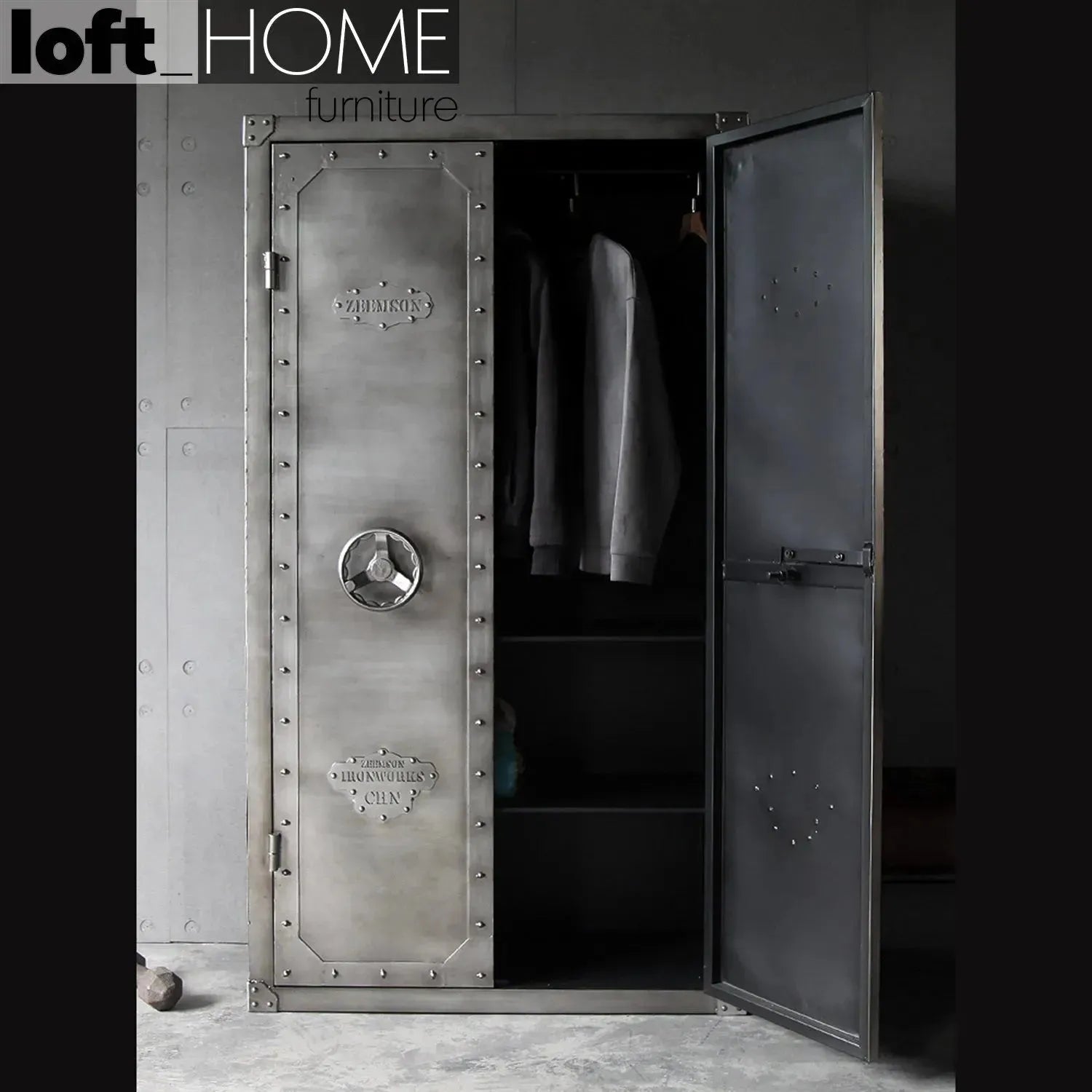 Industrial Metal Wardrobe HATCH WHEEL DOUBLE