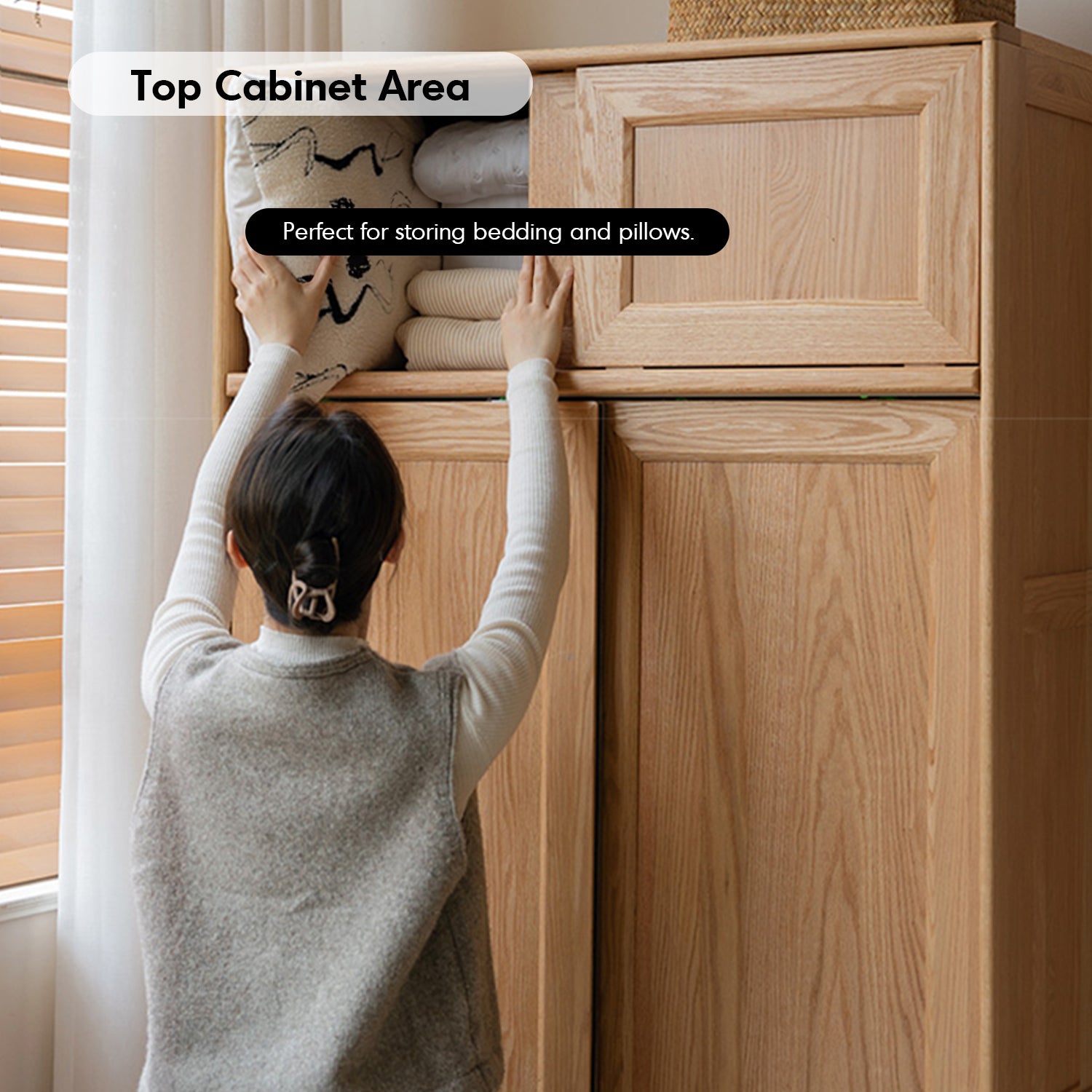 Scandinavian Oak Wood Sliding Door Wardrobe EDGE