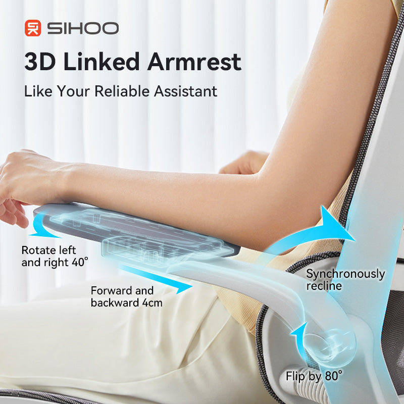 Sihoo M59AS Grey Mesh Grey Frame Ergonomic Office Chair With Legrest