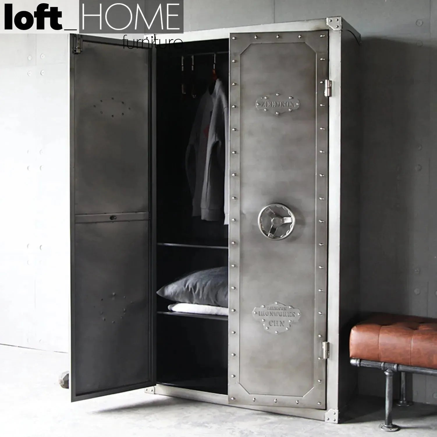 Industrial Metal Wardrobe HATCH WHEEL DOUBLE