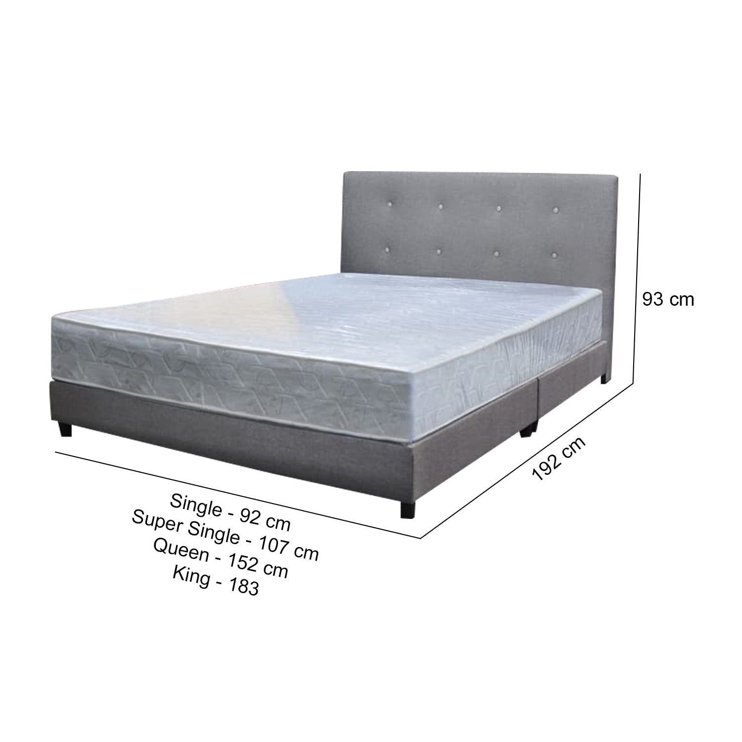 Ollie Fabric Divan Bed Frame With 10" Orthocoil Posture Plus Euro-Top Mattress