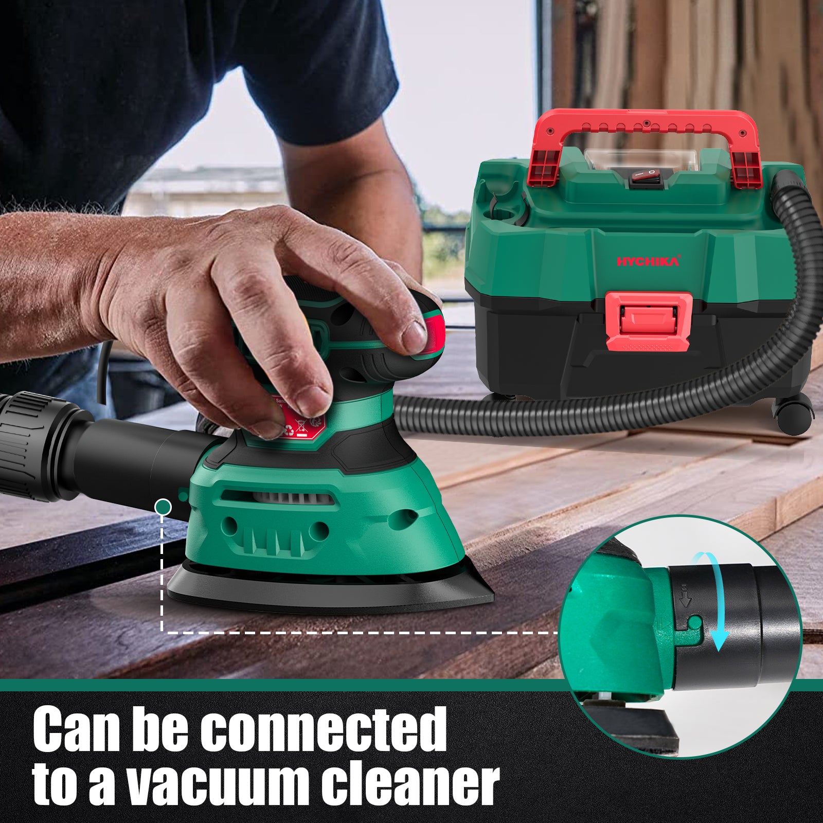 HYCHIKA 140W Detail Sander, 1.2A Palm Sander Tool with 12pcs Sandpapers