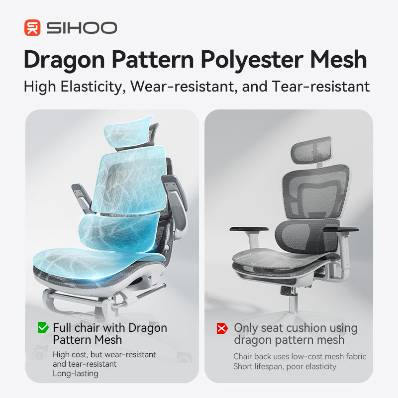 Sihoo M59AS Grey Mesh Grey Frame Ergonomic Office Chair With Legrest