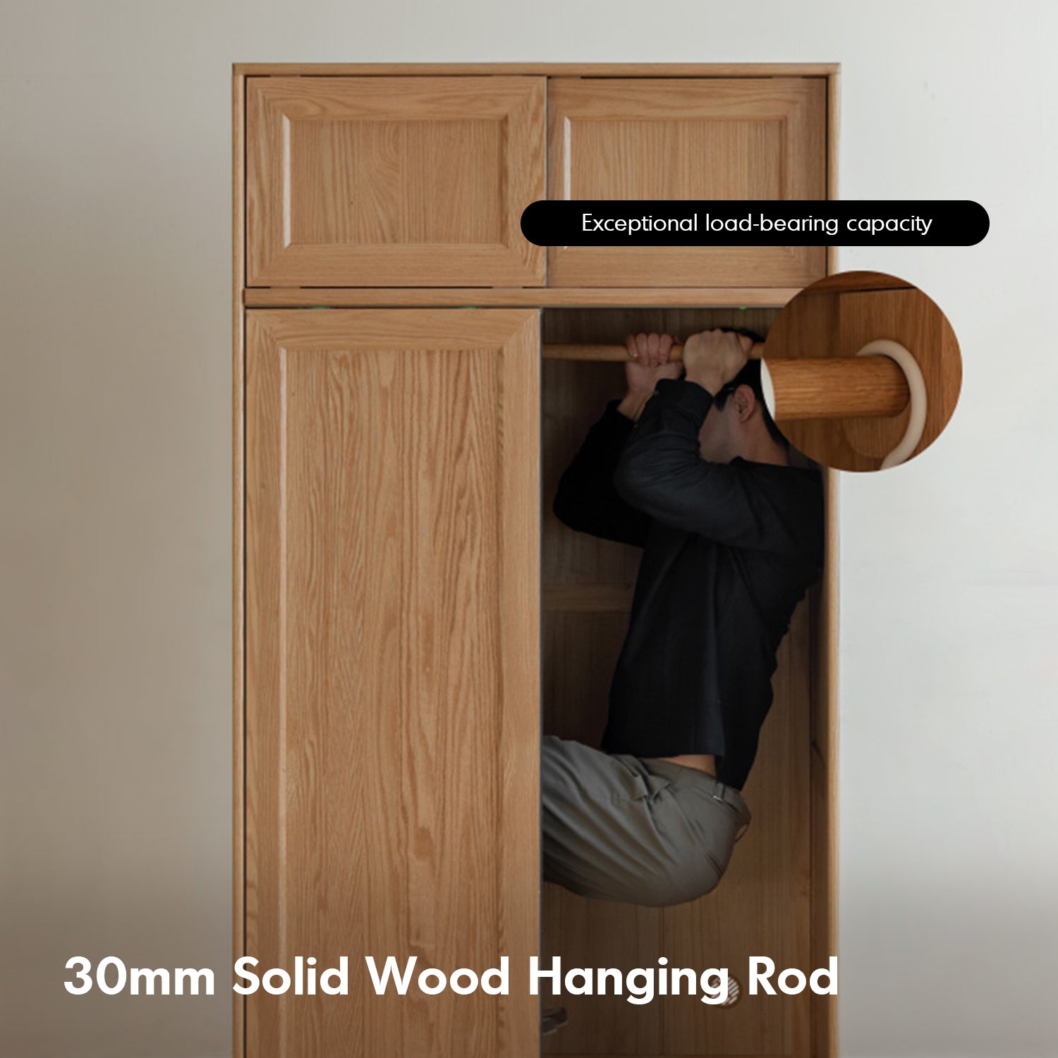 Scandinavian Oak Wood Sliding Door Wardrobe EDGE