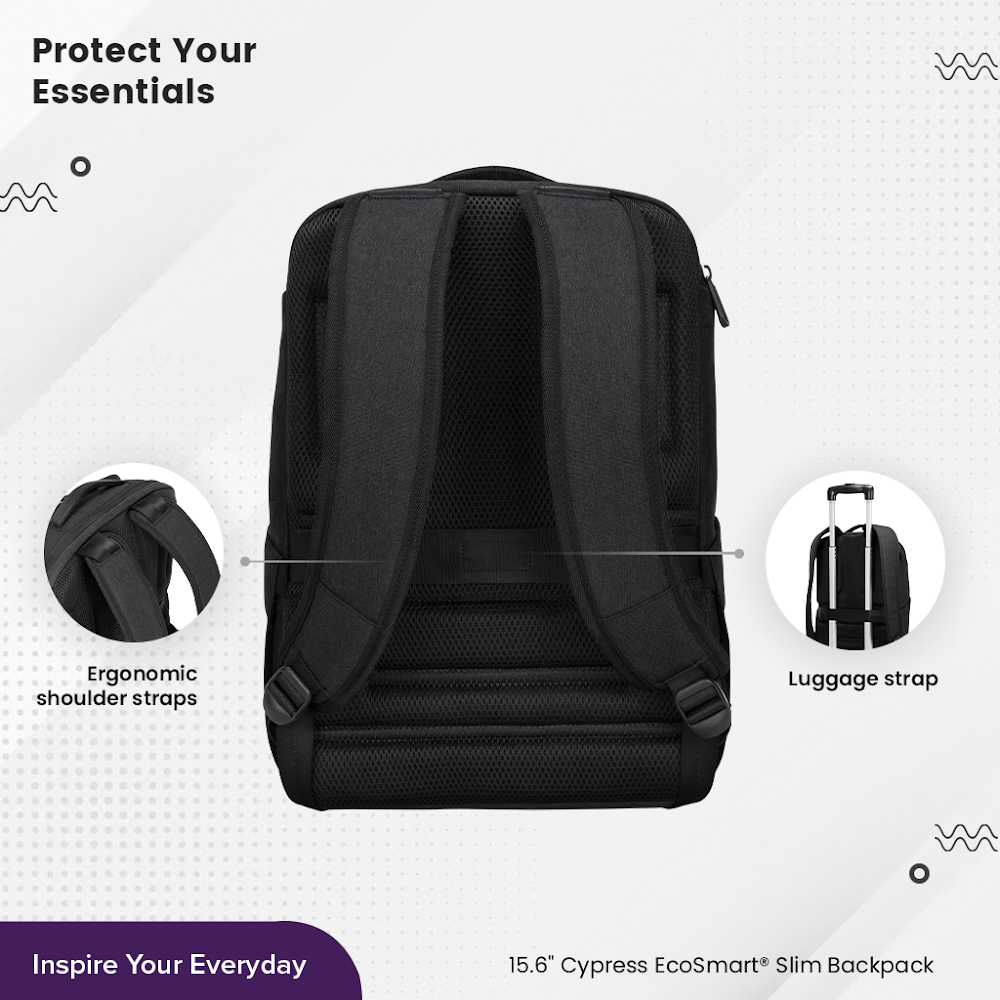 Targus Cypress EcoSmart 15.6 Slim Backpack - Black