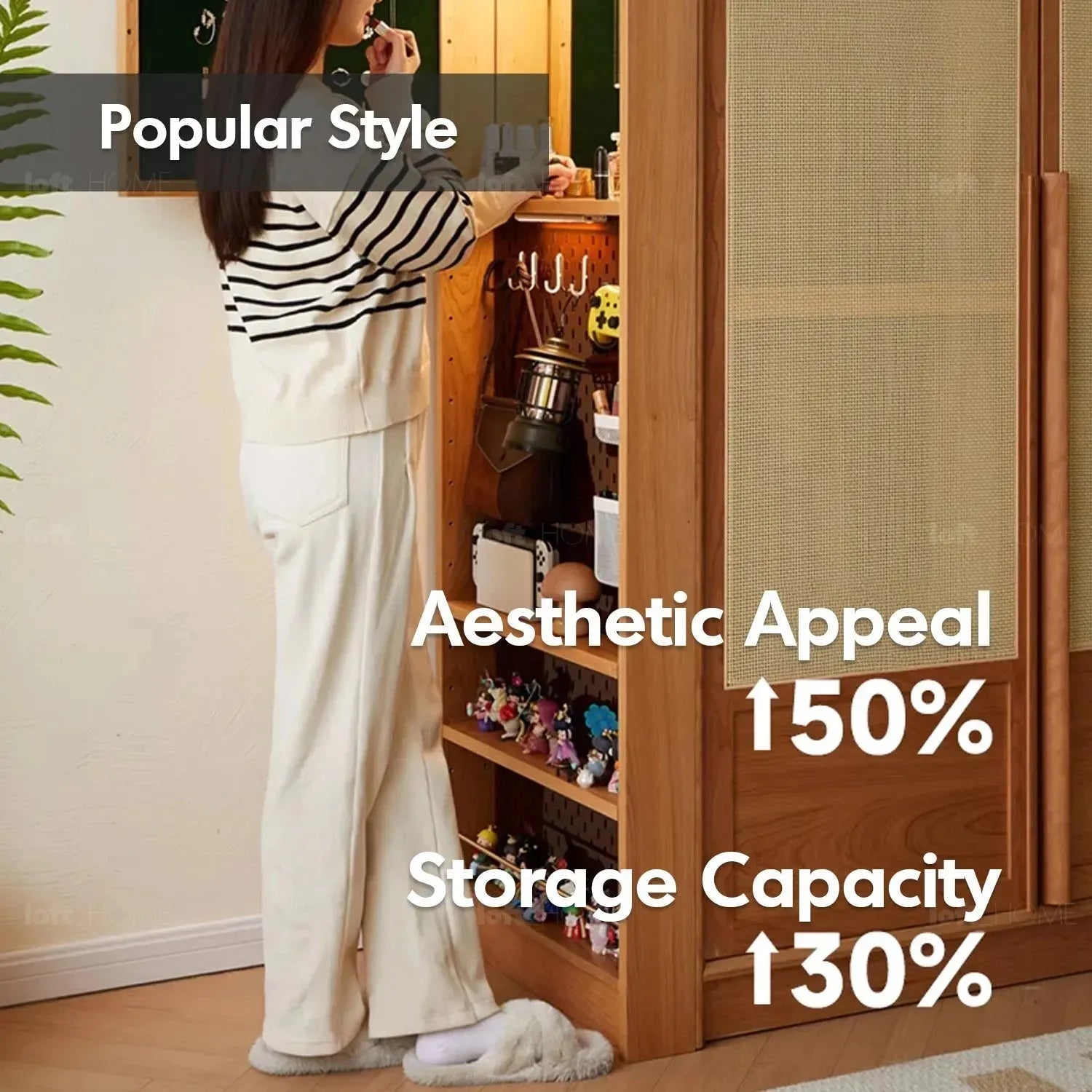 Scandinavian Rattan Cherry Wood Wardrobe BLOSSOM