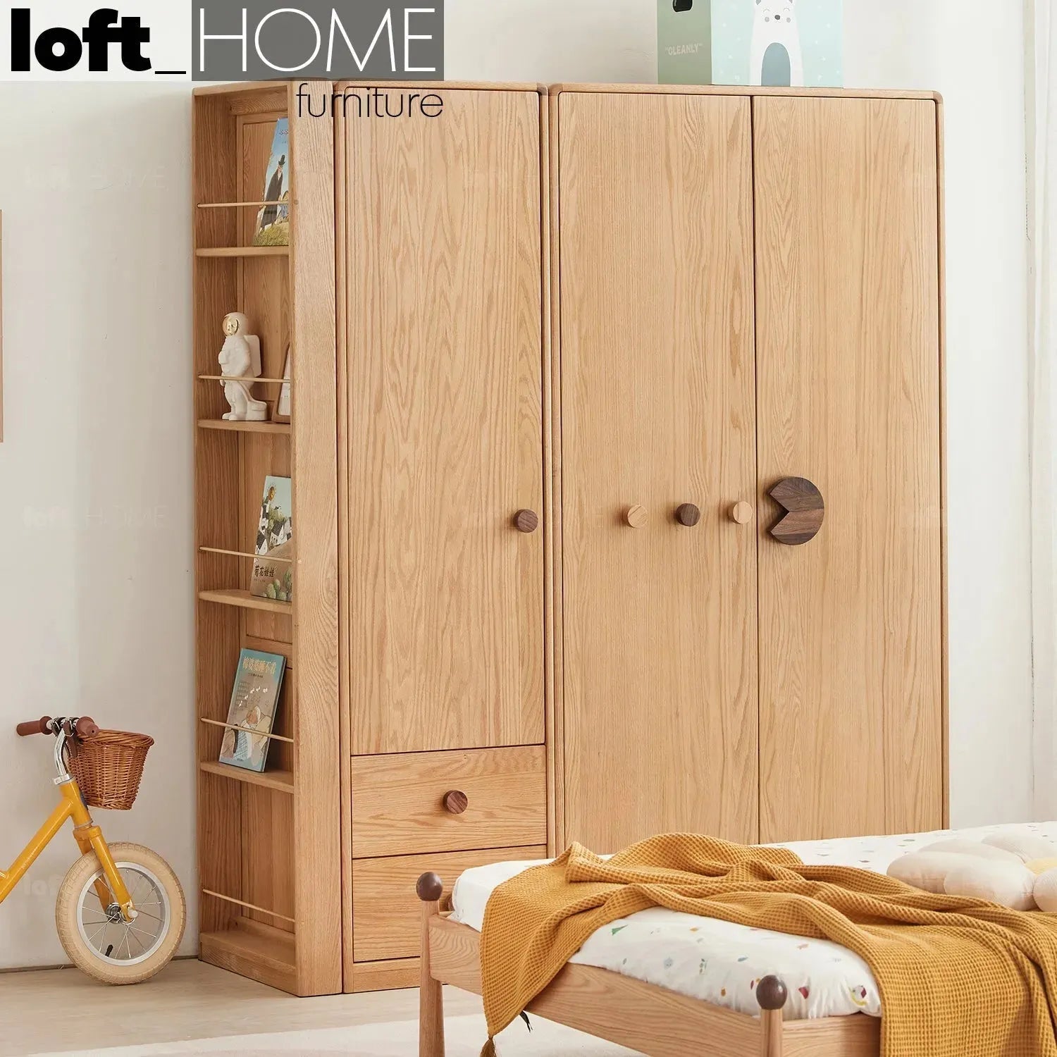 Scandinavian Wood Kids Wardrobe PACMAN
