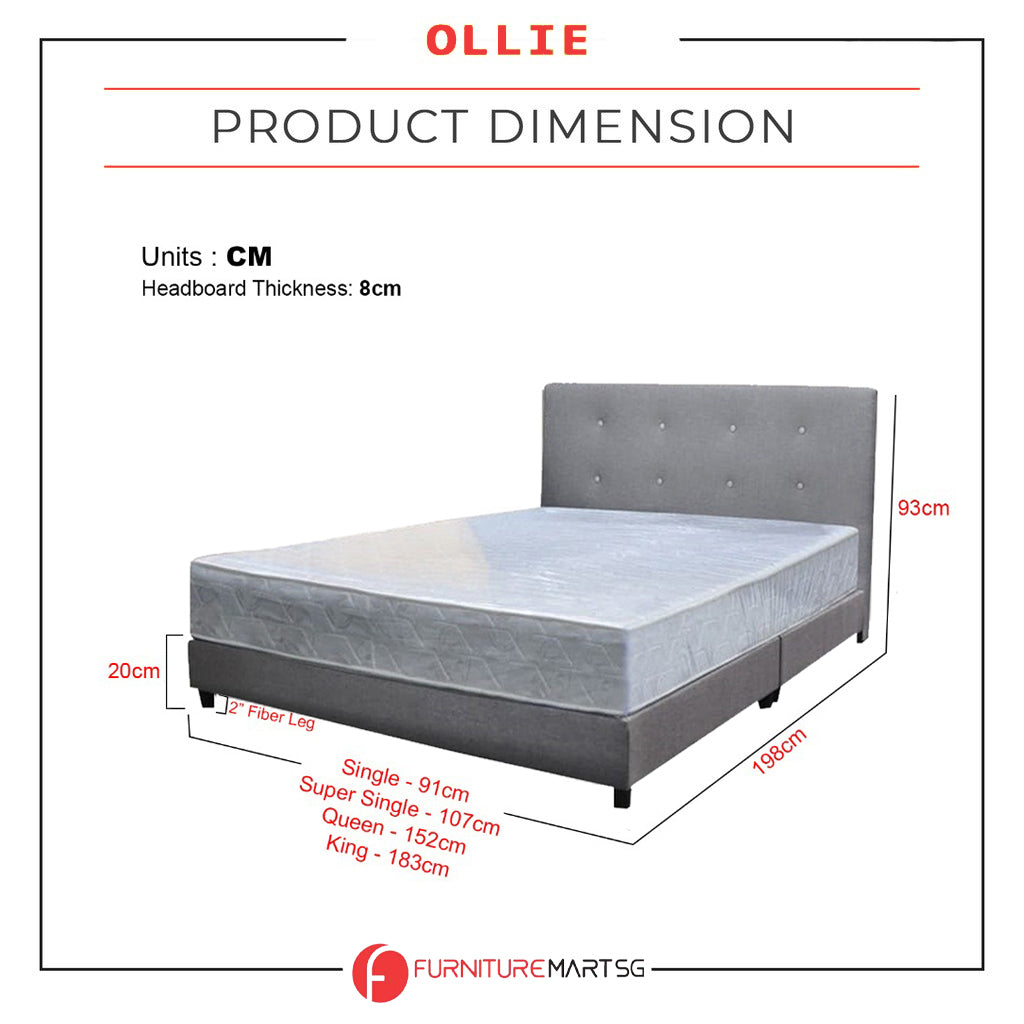 Ollie Fabric Divan Bed Frame With Mattress Package
