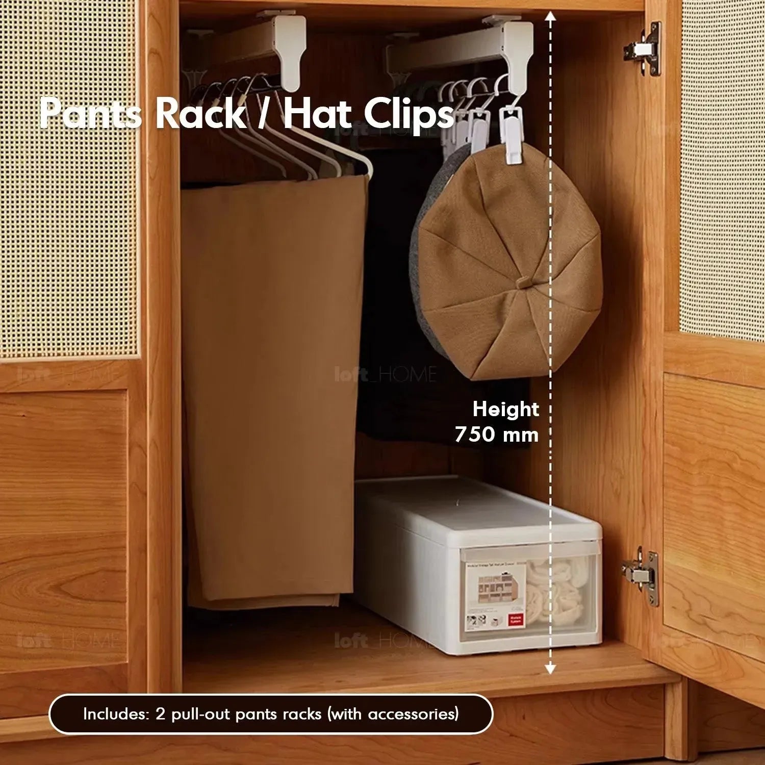 Scandinavian Rattan Cherry Wood Wardrobe BLOSSOM