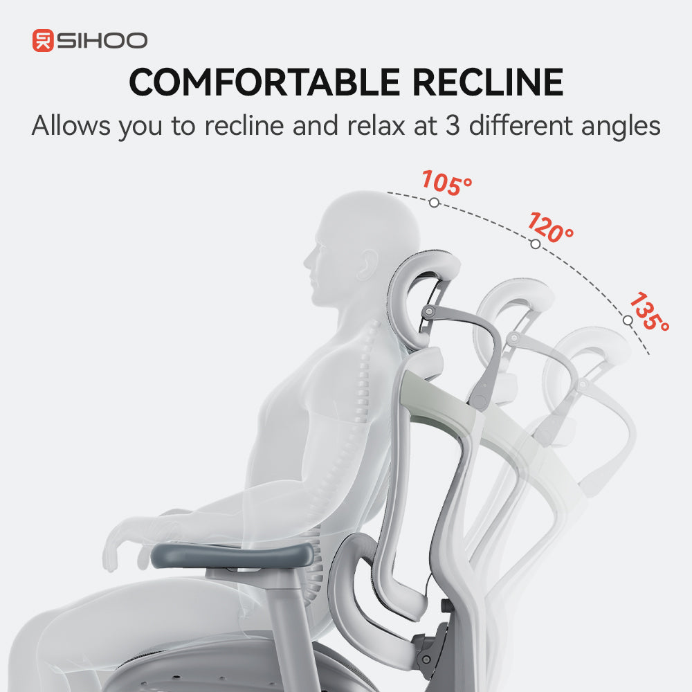 Sihoo Doro C100 Grey Frame Grey Mesh Ergonomic Office Chair