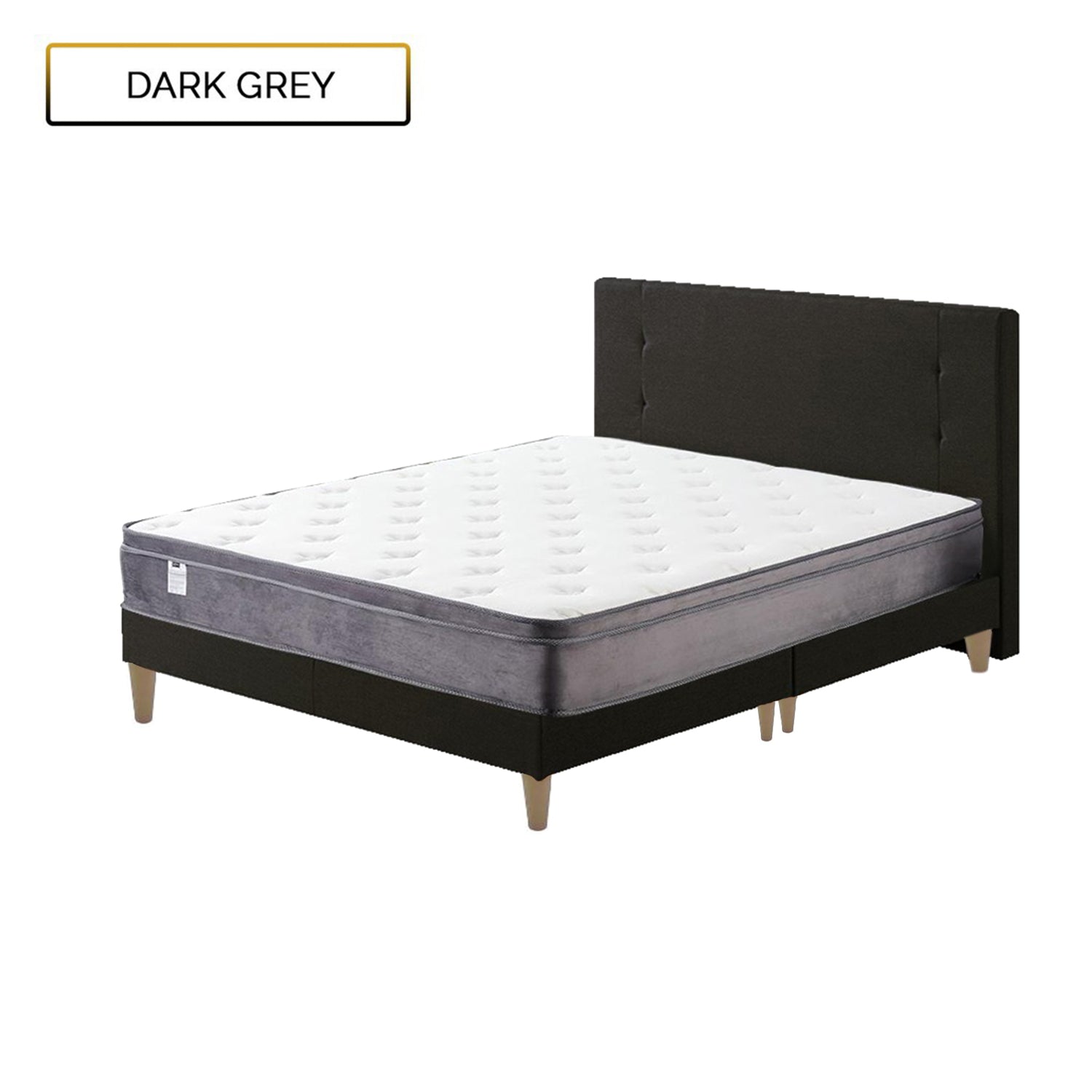 Naga Fabric Platform Divan + 8 Orthopedic Foam Mattress Dark Grey In Single, Super Single, Queen, And King Size