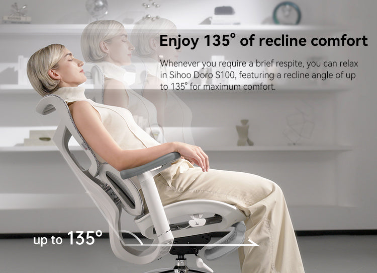 Sihoo Doro S100 Black Frame Black Mesh Ergonomic Office Chair with Legrest
