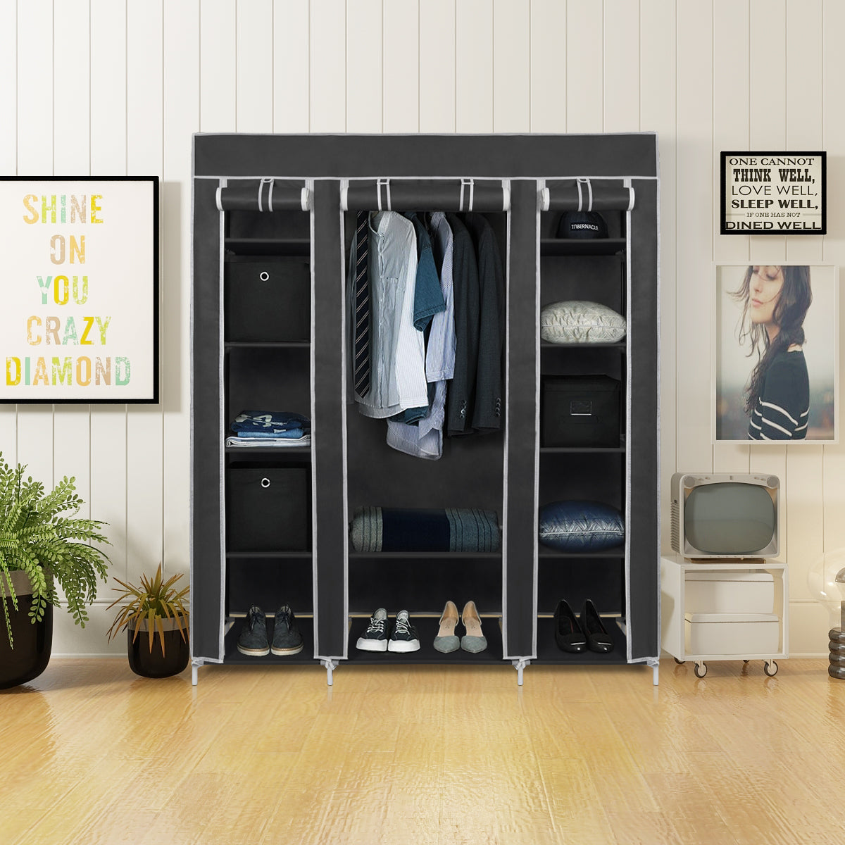 Non-woven Fabric Foldable Wardrobe, Frame Structure