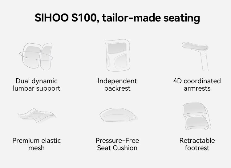 Sihoo Doro S100 Black Frame Black Mesh Ergonomic Office Chair with Legrest