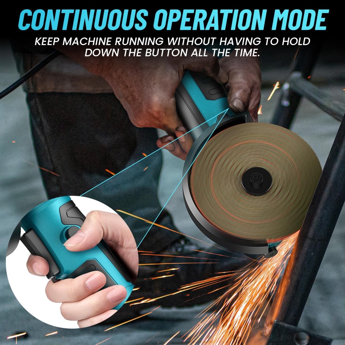 SeeSii AG100 Compact 4" Cordless Angle Grinder,19500RPM 180° Rotatable