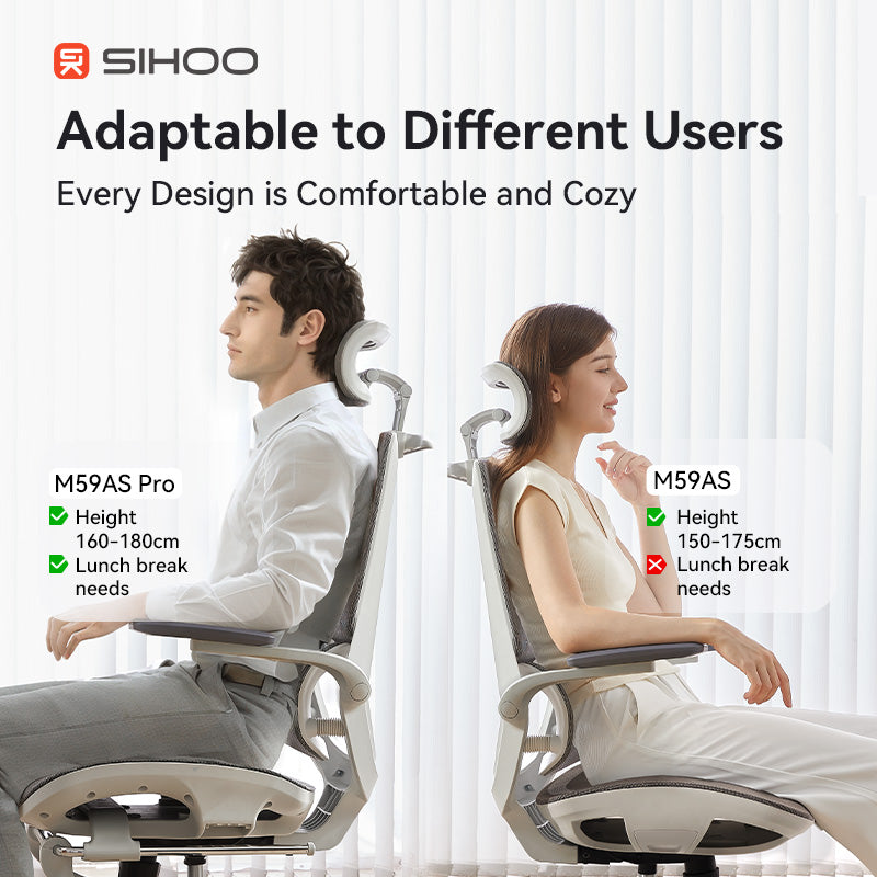Sihoo M59AS Grey Mesh Grey Frame Ergonomic Office Chair With Legrest