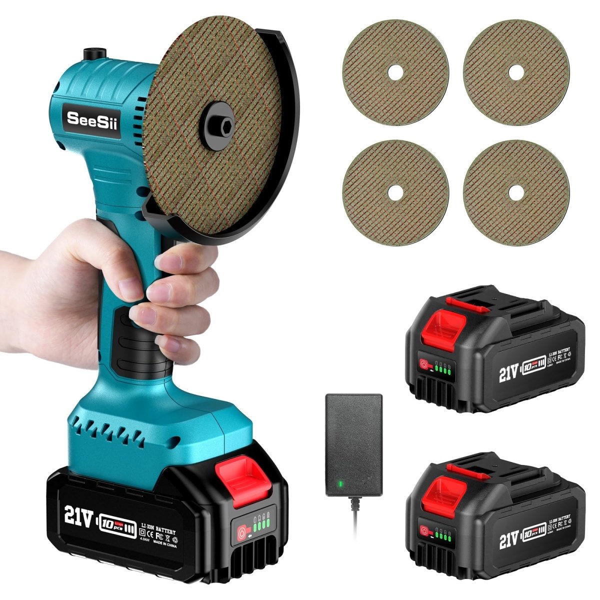 SeeSii AG100 Compact 4" Cordless Angle Grinder,19500RPM 180° Rotatable
