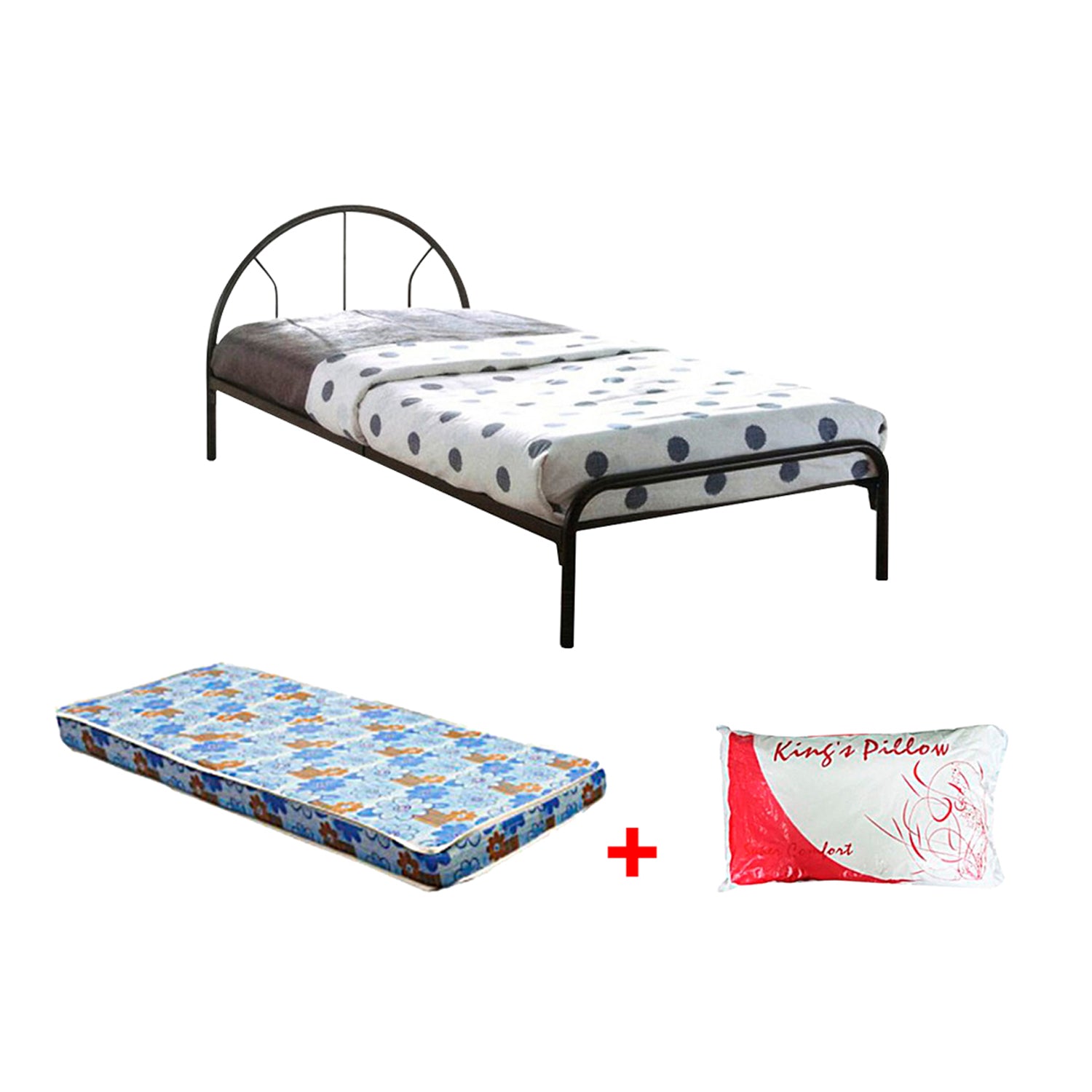 Pegus Metal Bed Frame With 4 Foam Mattress In Single Size