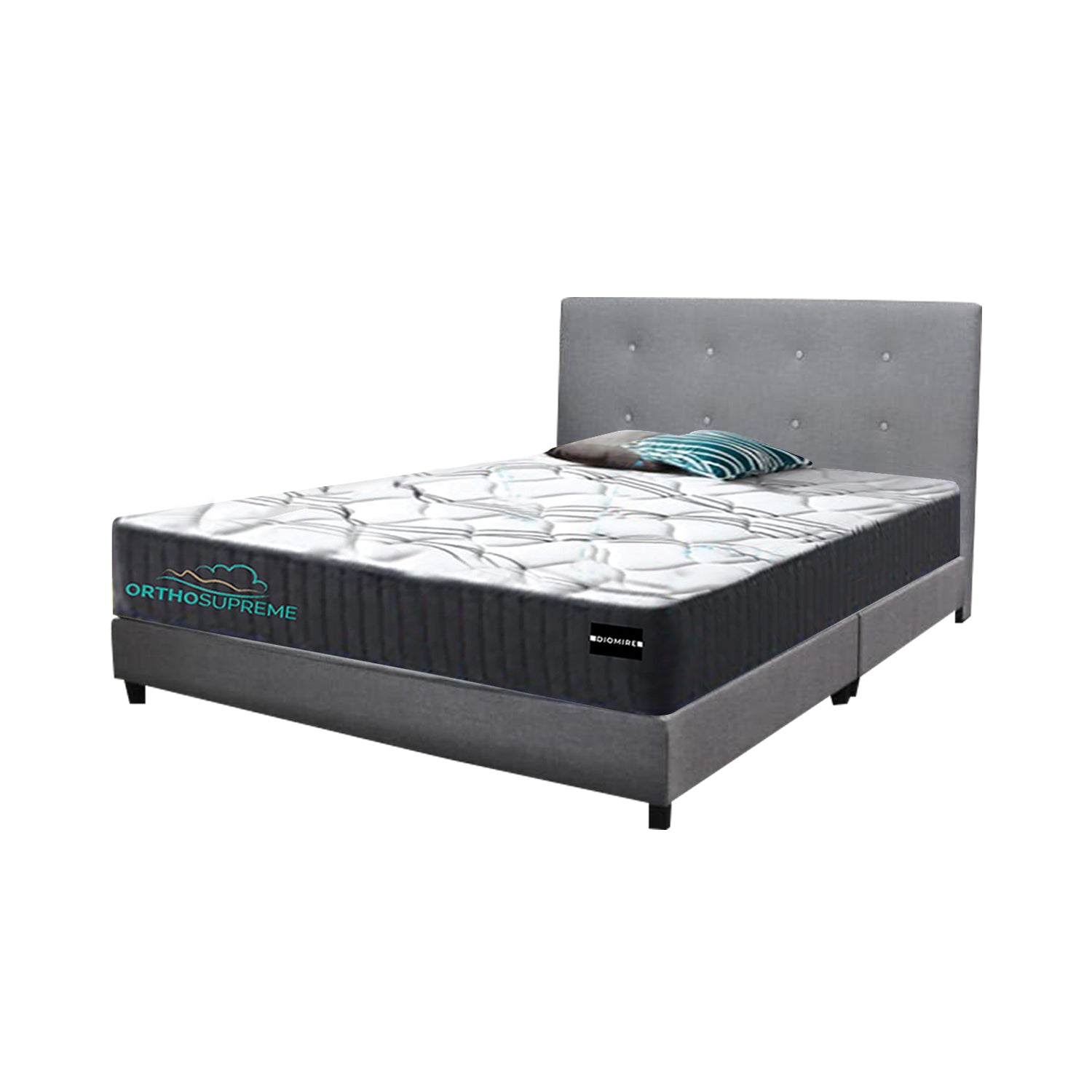 Ollie Fabric Divan Bed Frame With 10" Orthocoil Posture Plus Euro-Top Mattress