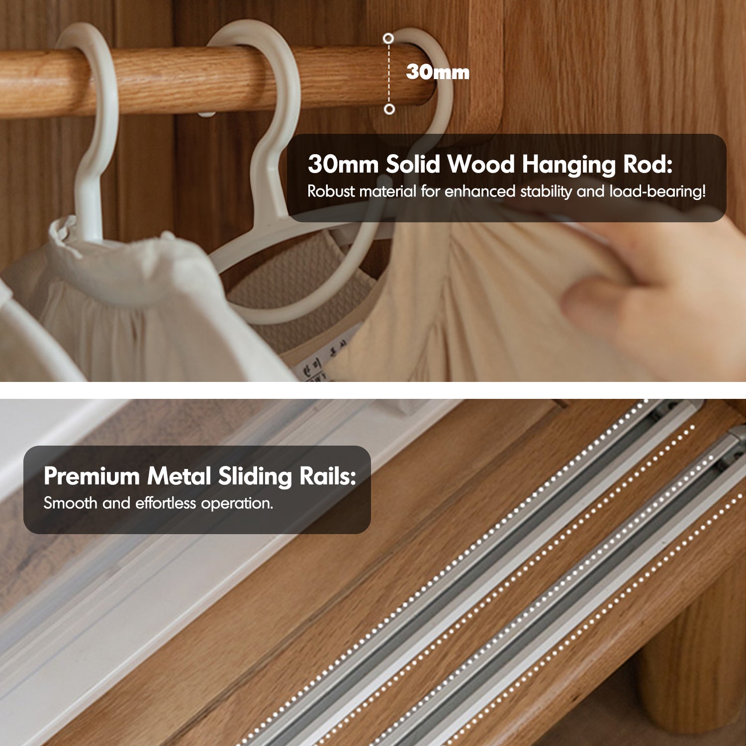 Scandinavian Oak Wood Sliding Door Wardrobe EDGE