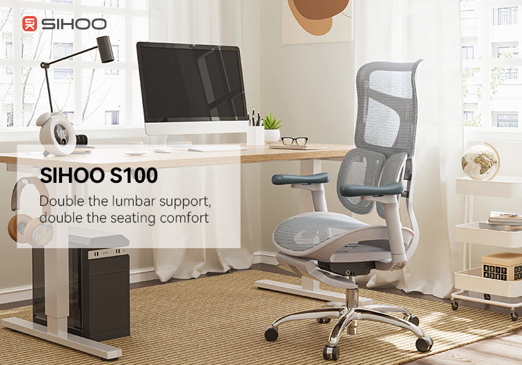Sihoo Doro S100 Black Frame Black Mesh Ergonomic Office Chair with Legrest