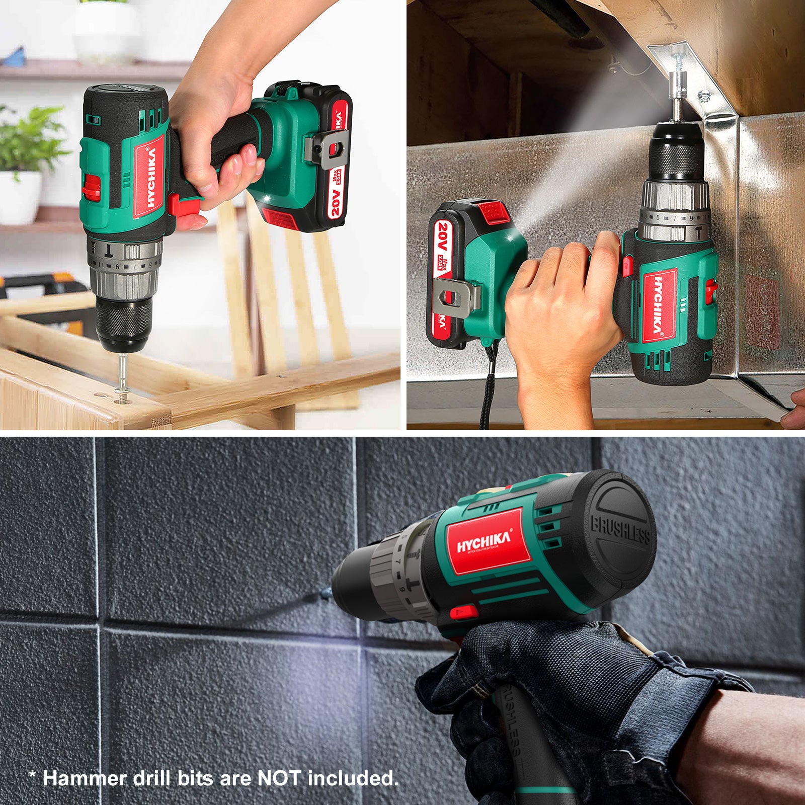 Cordless Brushless Hammer Drill Sets 2.0 AH Battery 18V/20V