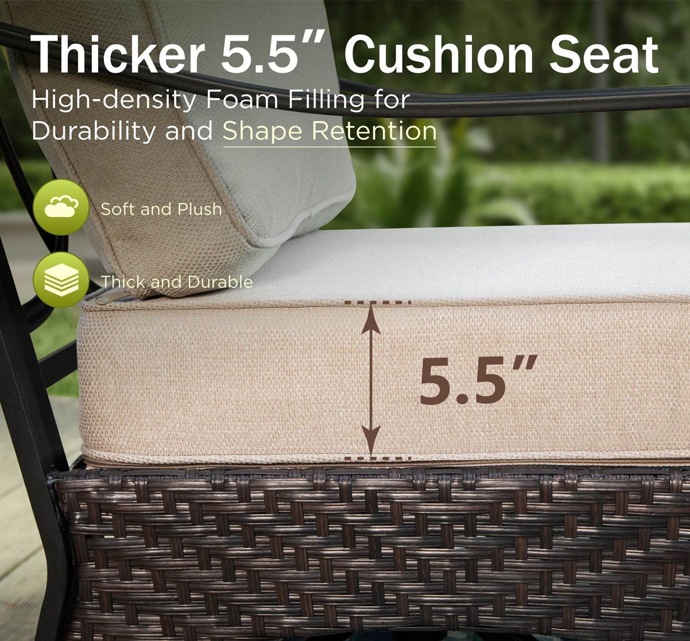 [Limited Time Offer] Phi Villa Outdoor Steel & Rattan Sofa Set With Rectangle Fire Pit Table