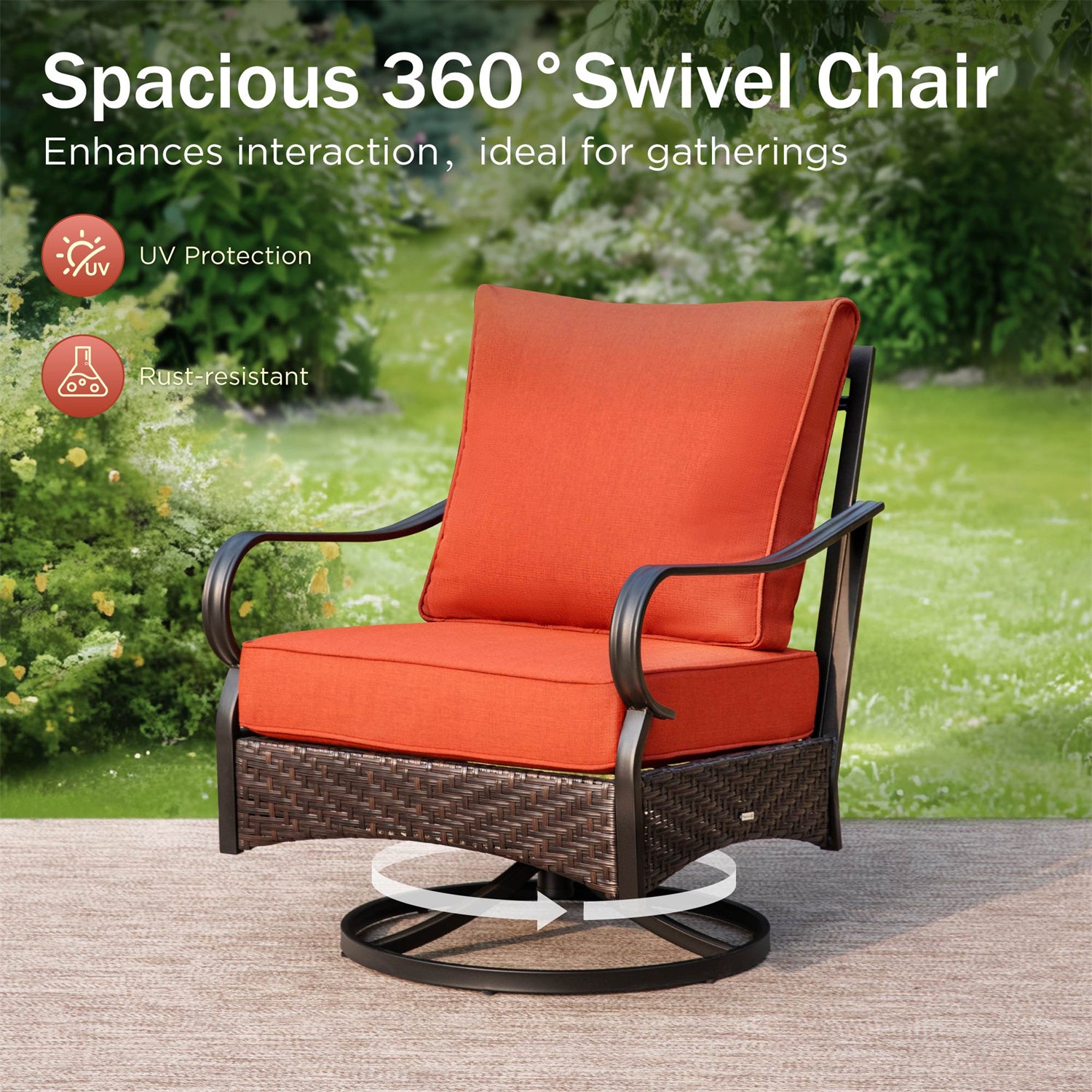 [Limited Time Offer] Phi Villa 5-Seater Outdoor Steel & Rattan Sofa Set With Rectangle Fire Pit Table