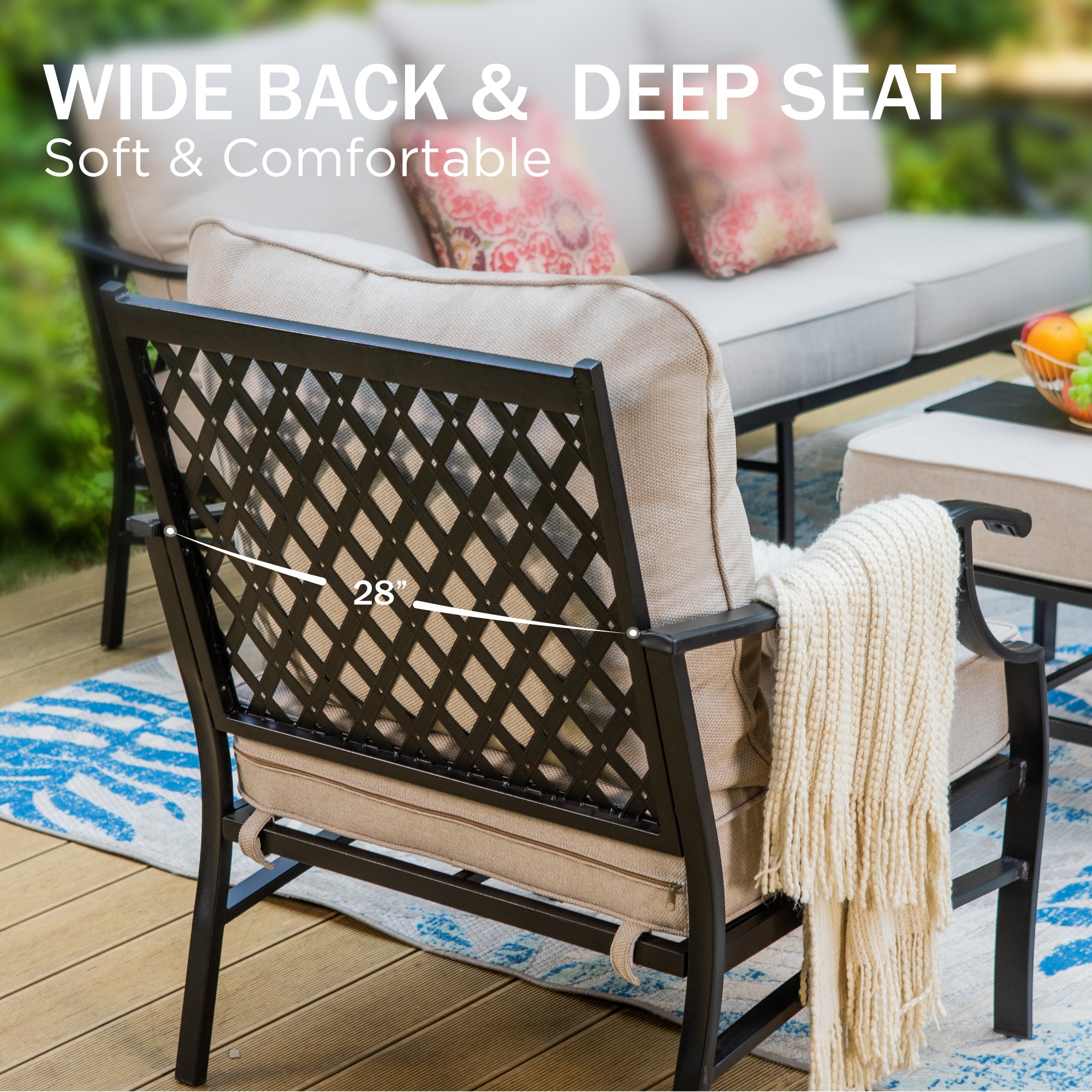 [Limited Time Offer] Phi Villa 4-Seater Outdoor Steel Conversation Sofa Set With Fire Pit Table