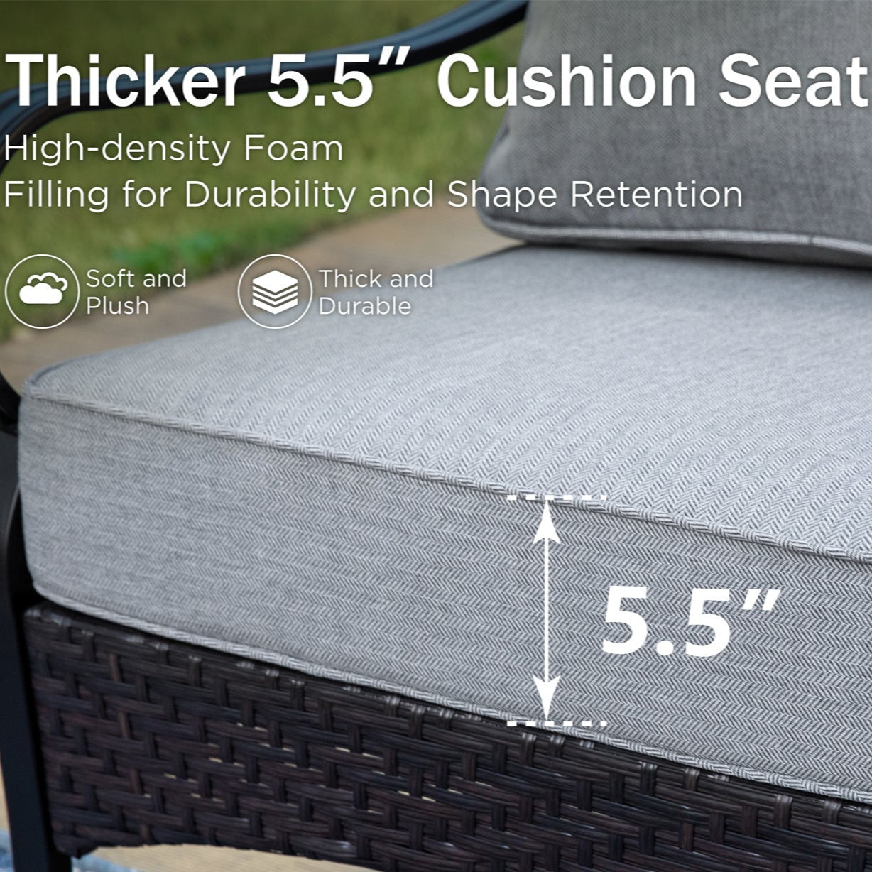 [Limited Time Offer] Phi Villa 4-Seater Outdoor Steel & Rattan Conversation Sofa Set With Square Fire Pit Table