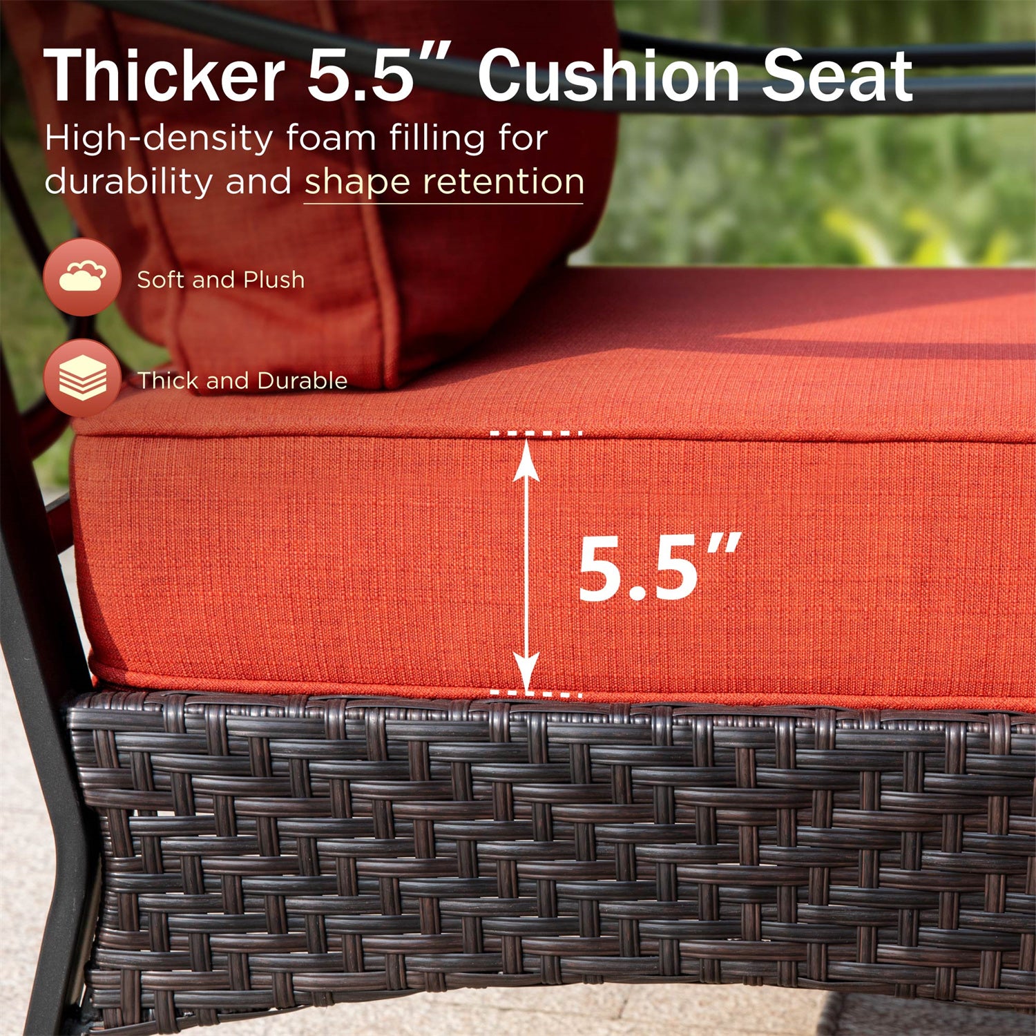 [Limited Time Offer] Phi Villa 5-Seater Outdoor Steel & Rattan Sofa Set With Rectangle Fire Pit Table