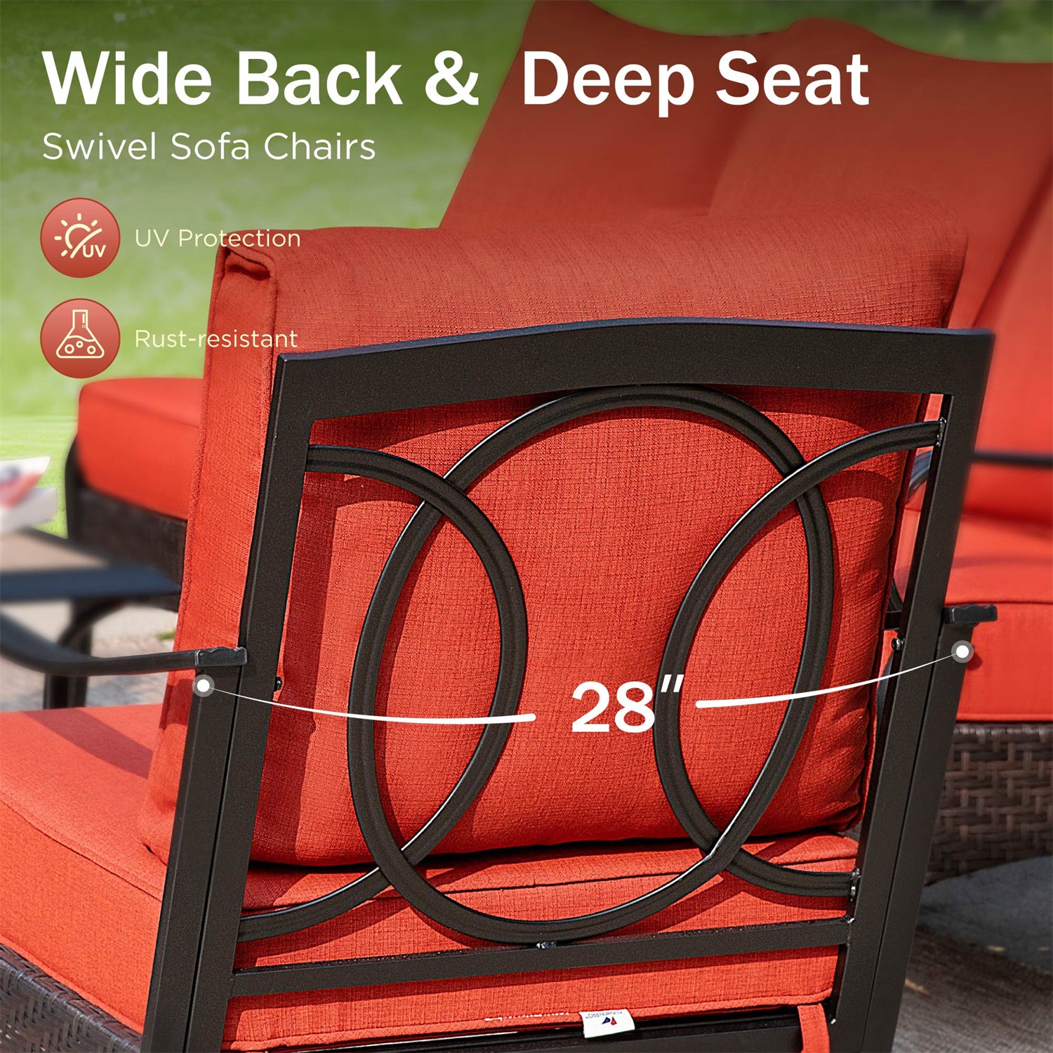 [Limited Time Offer] Phi Villa 5-Seater Outdoor Steel & Rattan Sofa Set With Rectangle Fire Pit Table