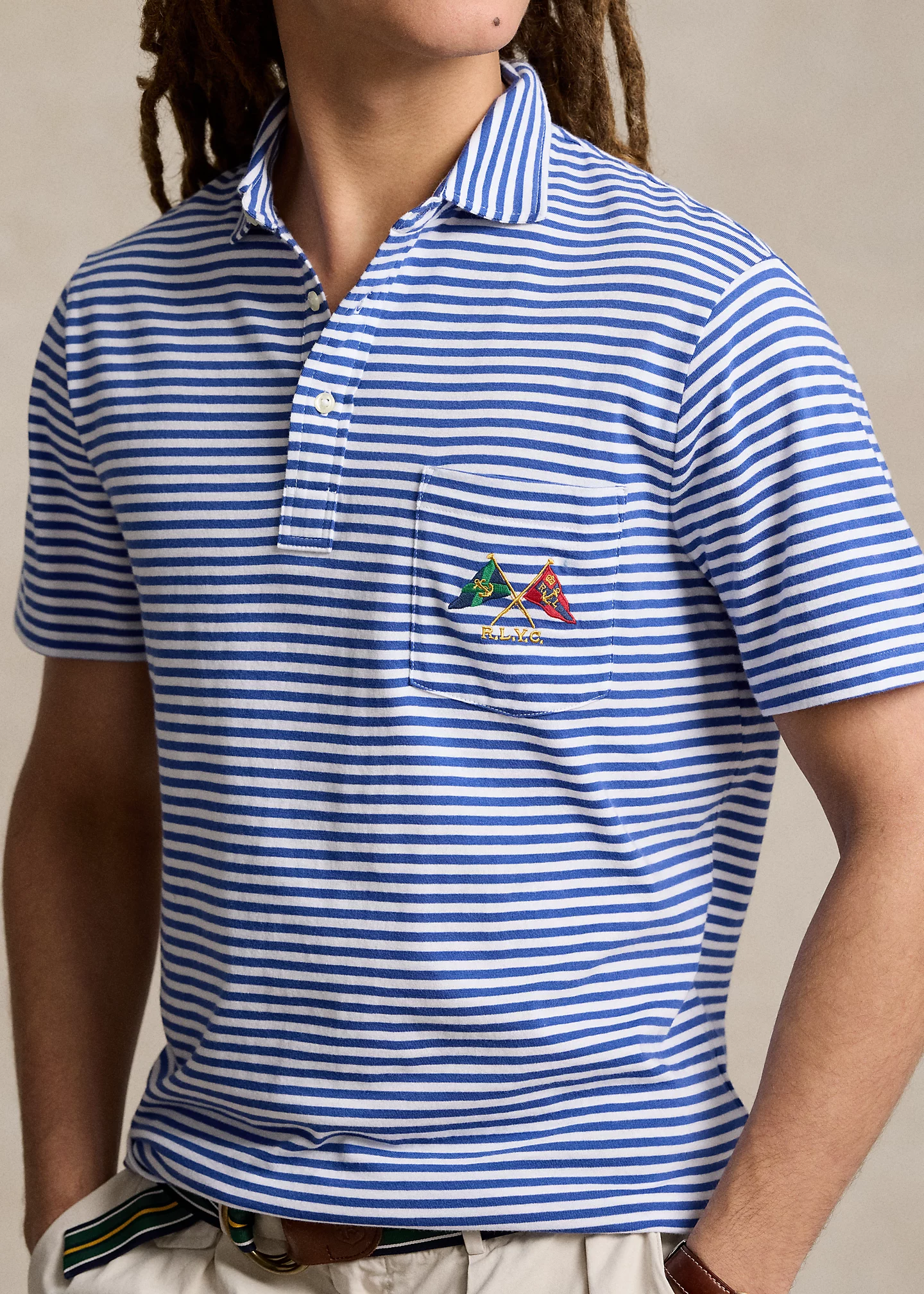 Classic Fit Striped Lisle Polo Shirt