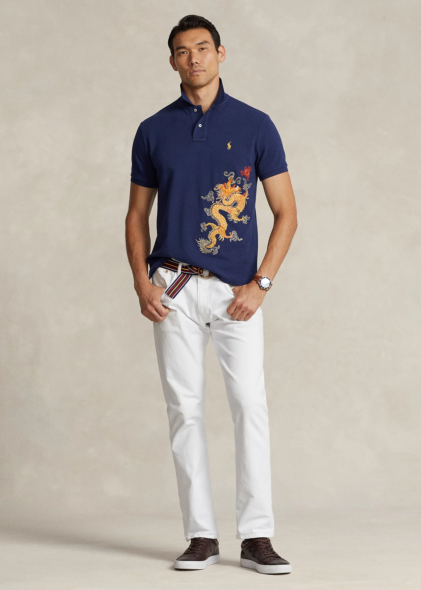 Lunar New Year Dragon Mesh Polo Shirt