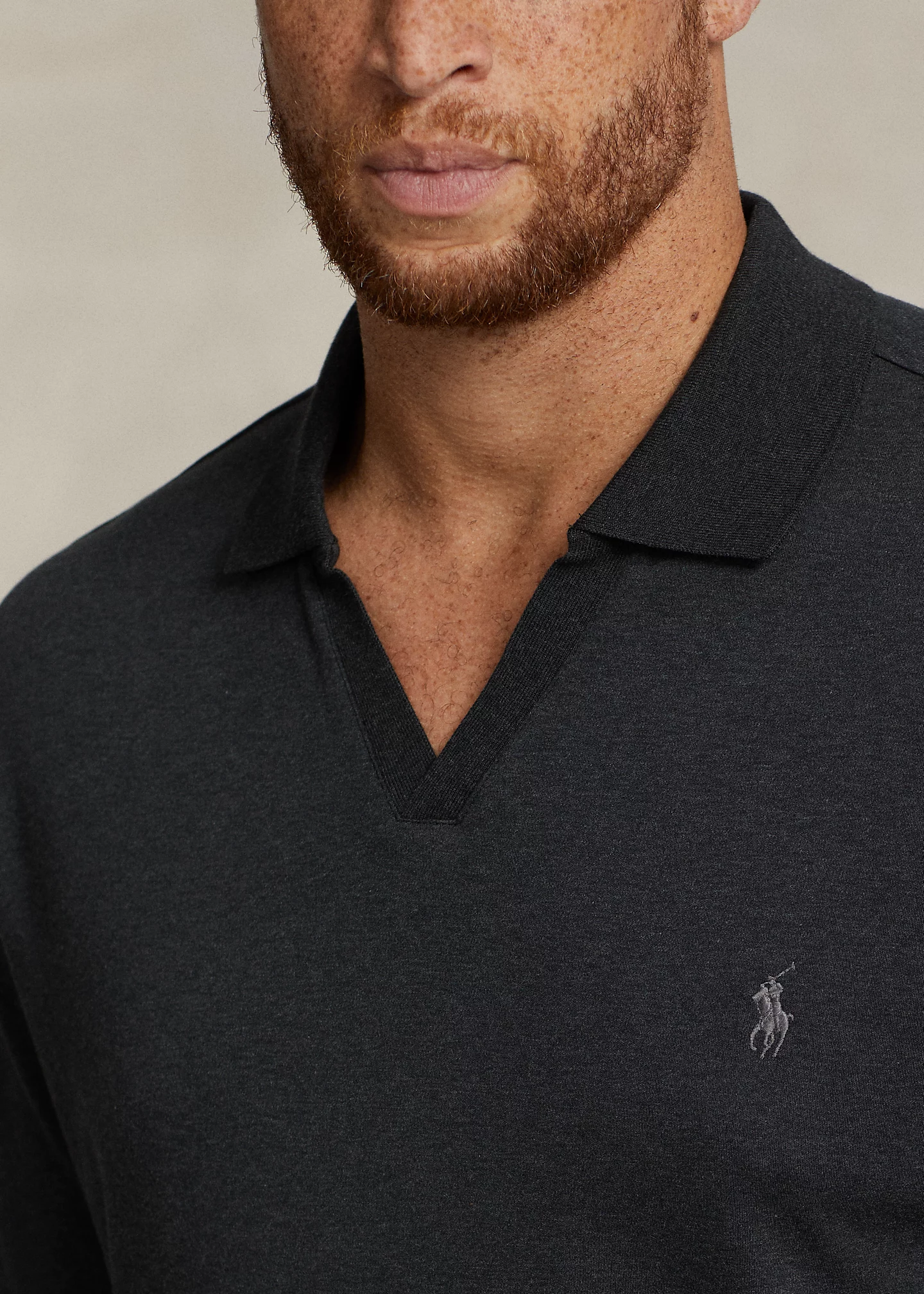 Soft Cotton Long-Sleeve Polo Shirt