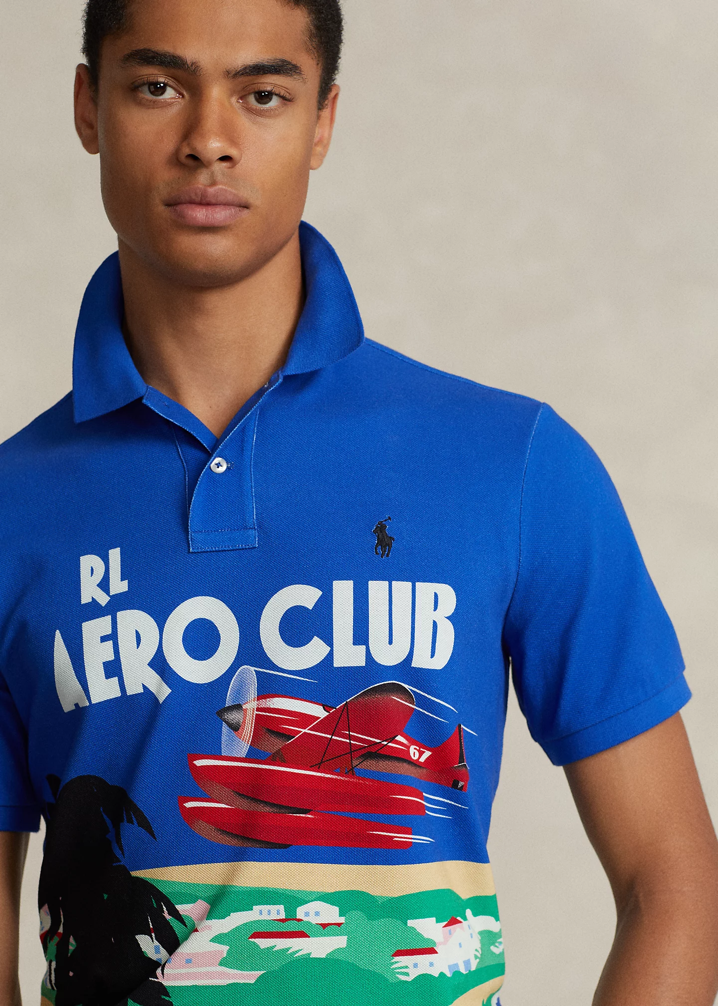 Classic Fit Mesh Graphic Polo Shirt