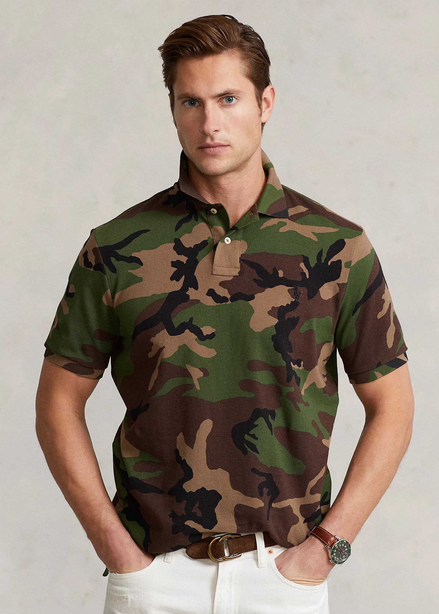 Classic Fit Camo Mesh Polo Shirt