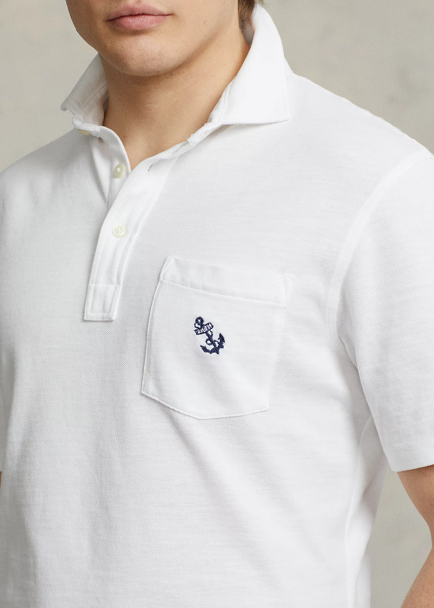 Classic Fit Anchor Mesh Polo Shirt