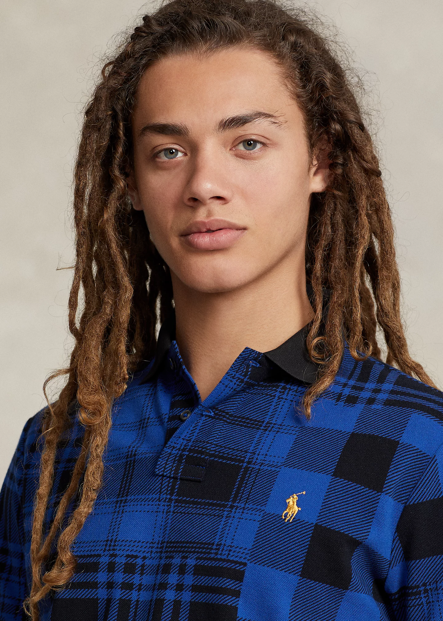 Custom Slim Plaid Mesh Polo Shirt