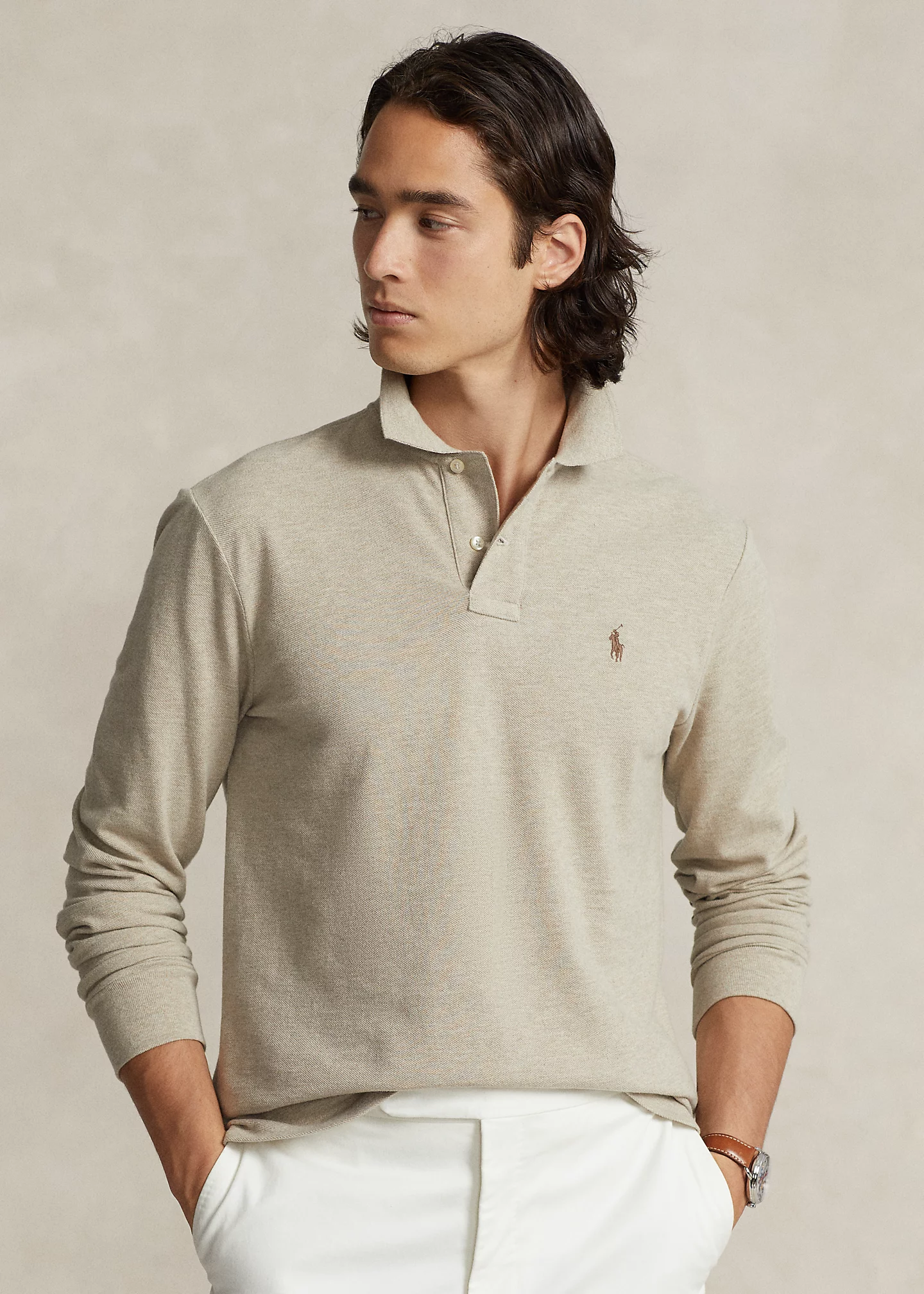 Mesh Long-Sleeve Polo Shirt �C All Fits