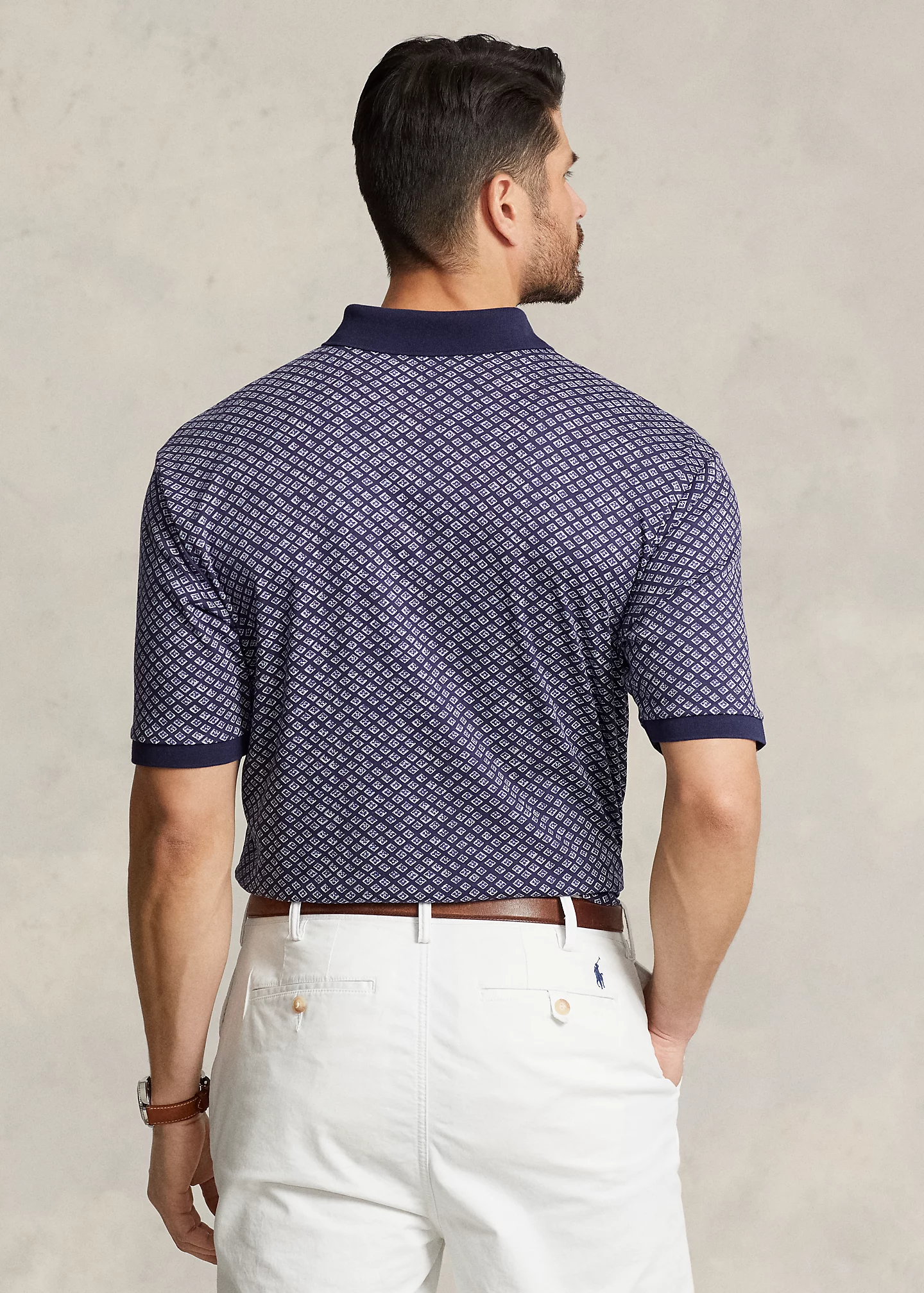 Foulard-Print Soft Cotton Polo Shirt