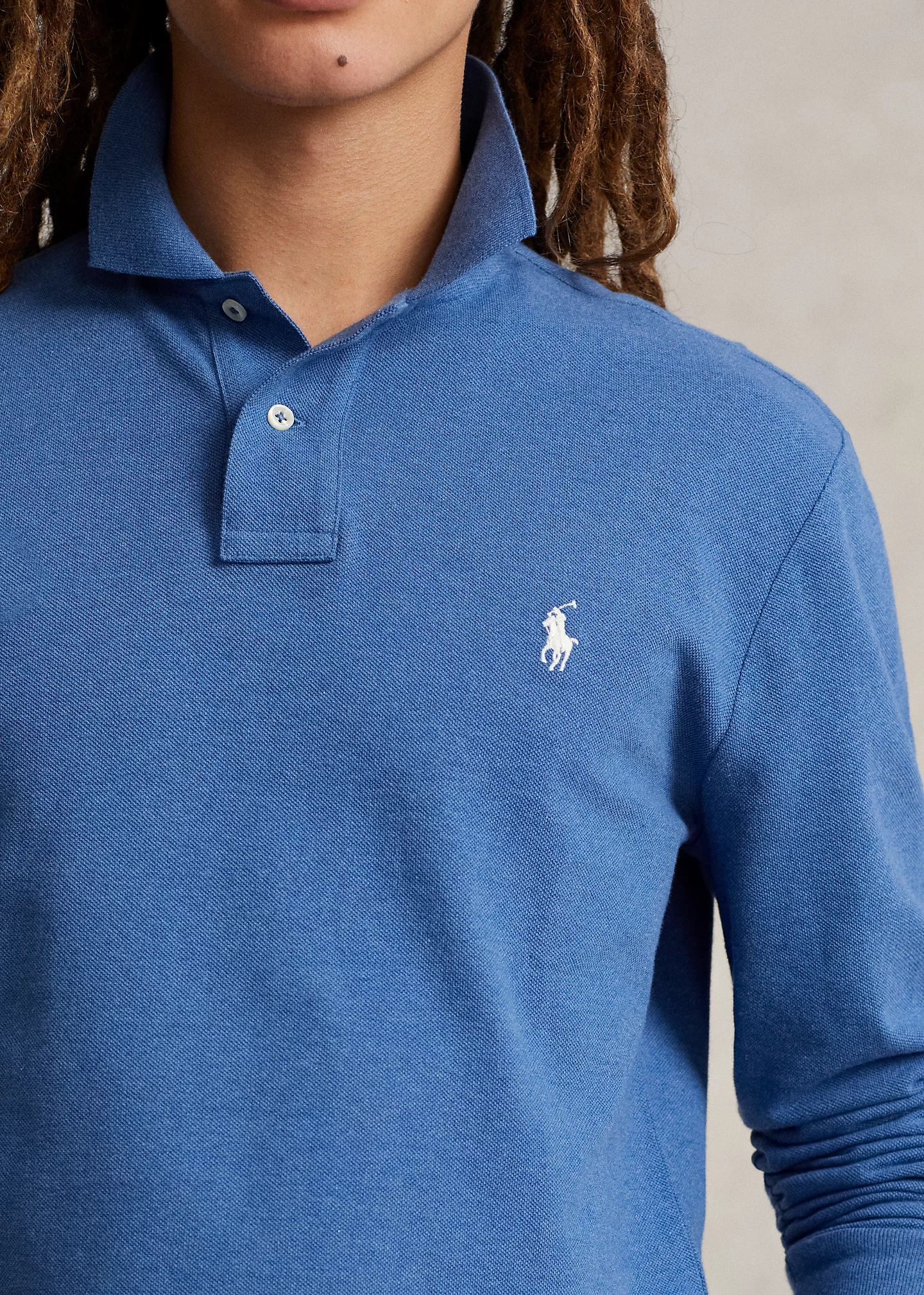 Mesh Long-Sleeve Polo Shirt �C All Fits