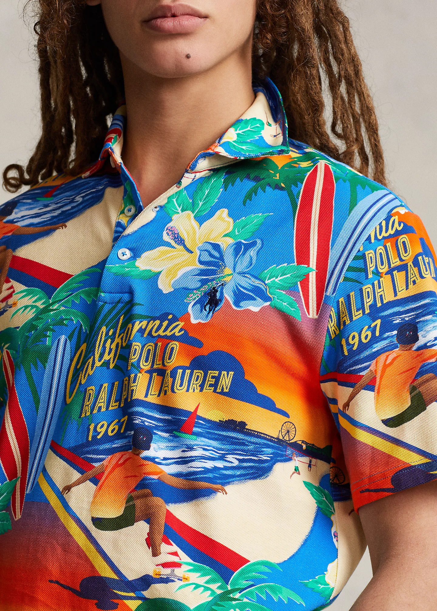 Classic Fit Printed Mesh Polo Shirt